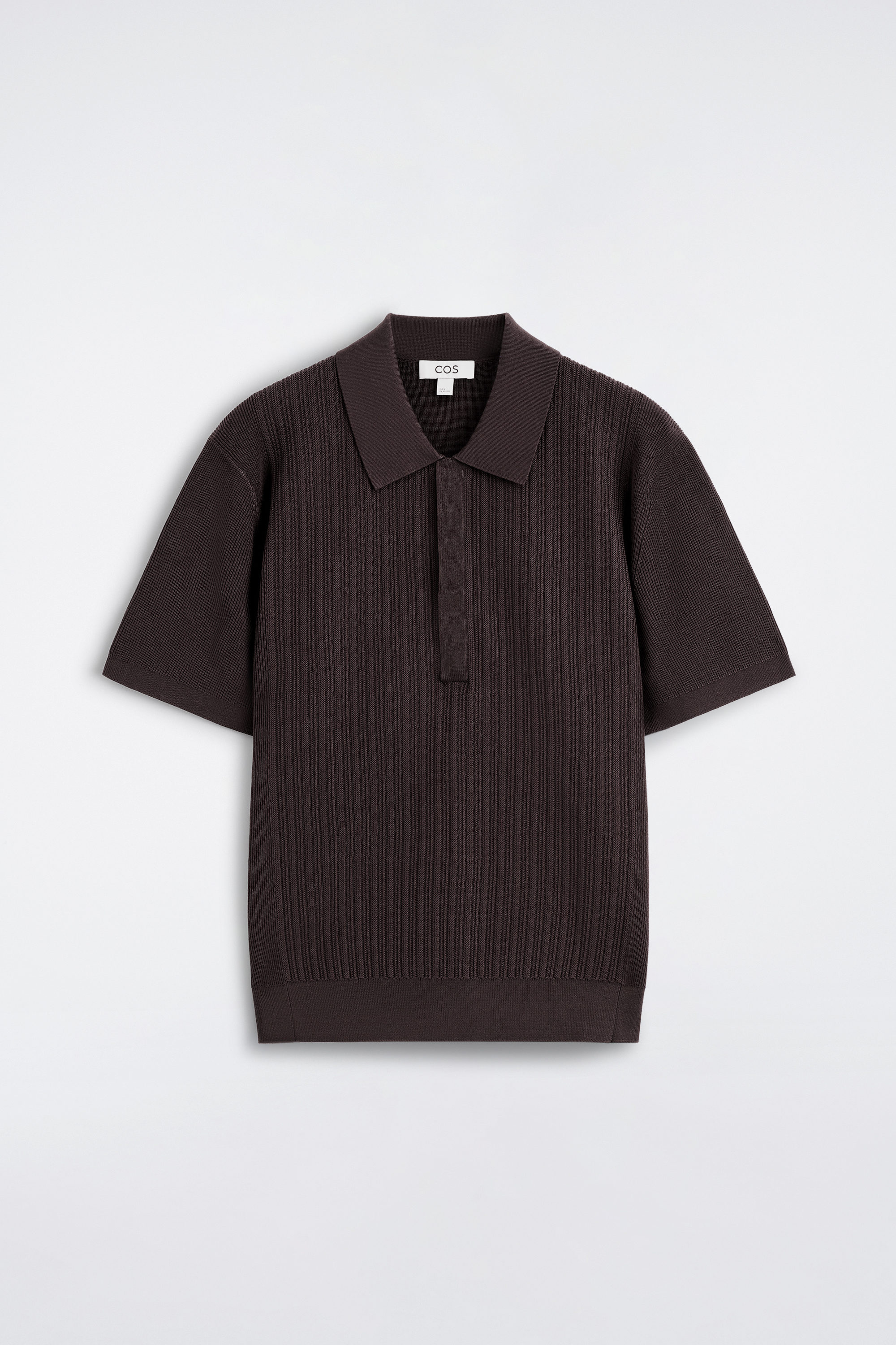 Textured knitted cotton polo shirt