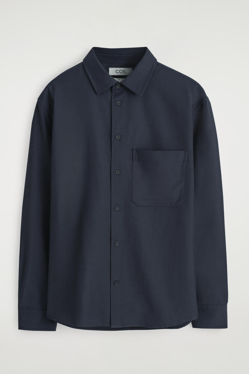 Cos Relaxed Twill Shirt In Navy In Blue