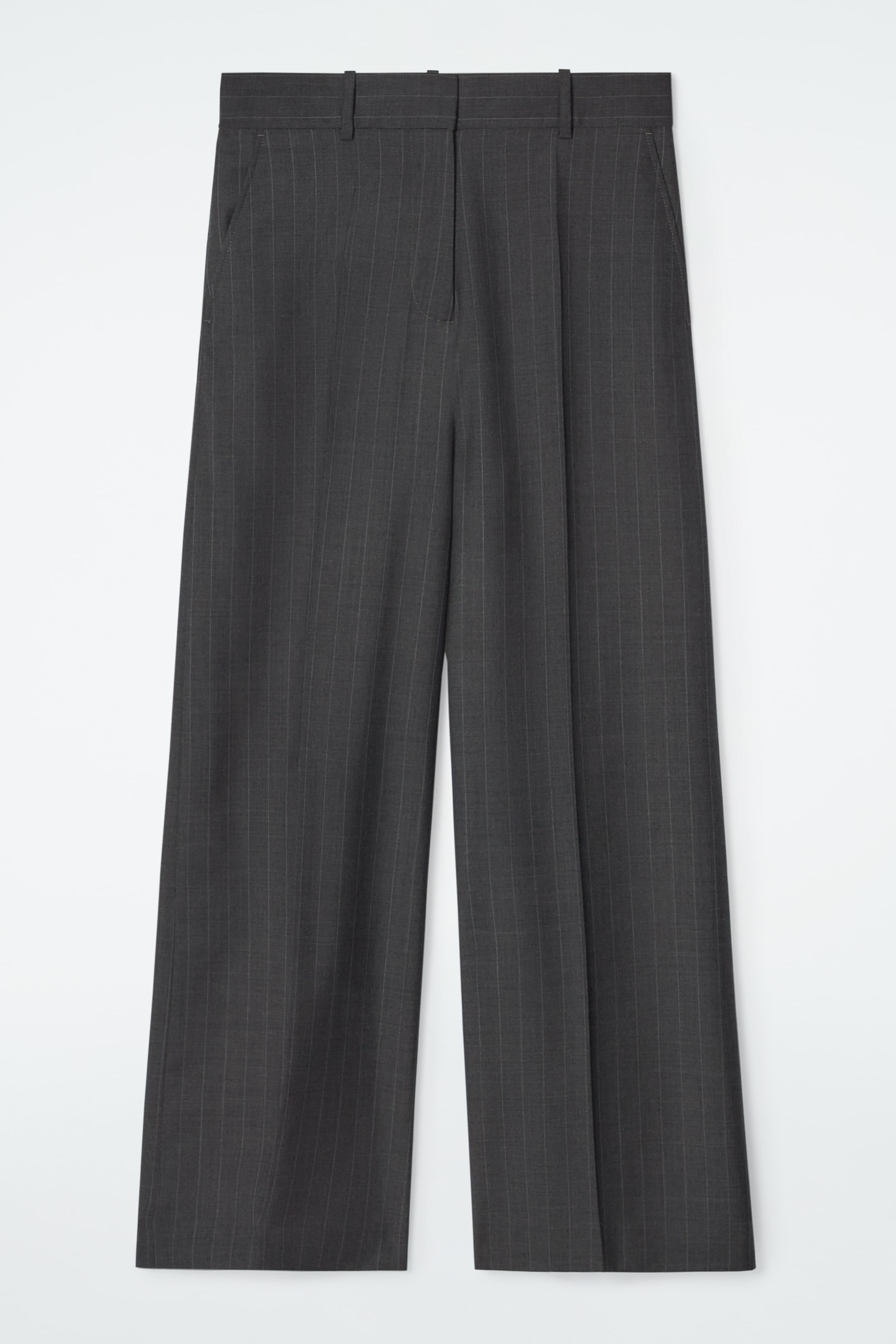 Grösseres Bild ansehen: WOLLHOSE MIT WEITEM BEIN UND NADELSTREIFEN - DUNKELGRAU/NADELSTREIFEN - DAMEN | H&M CH 1