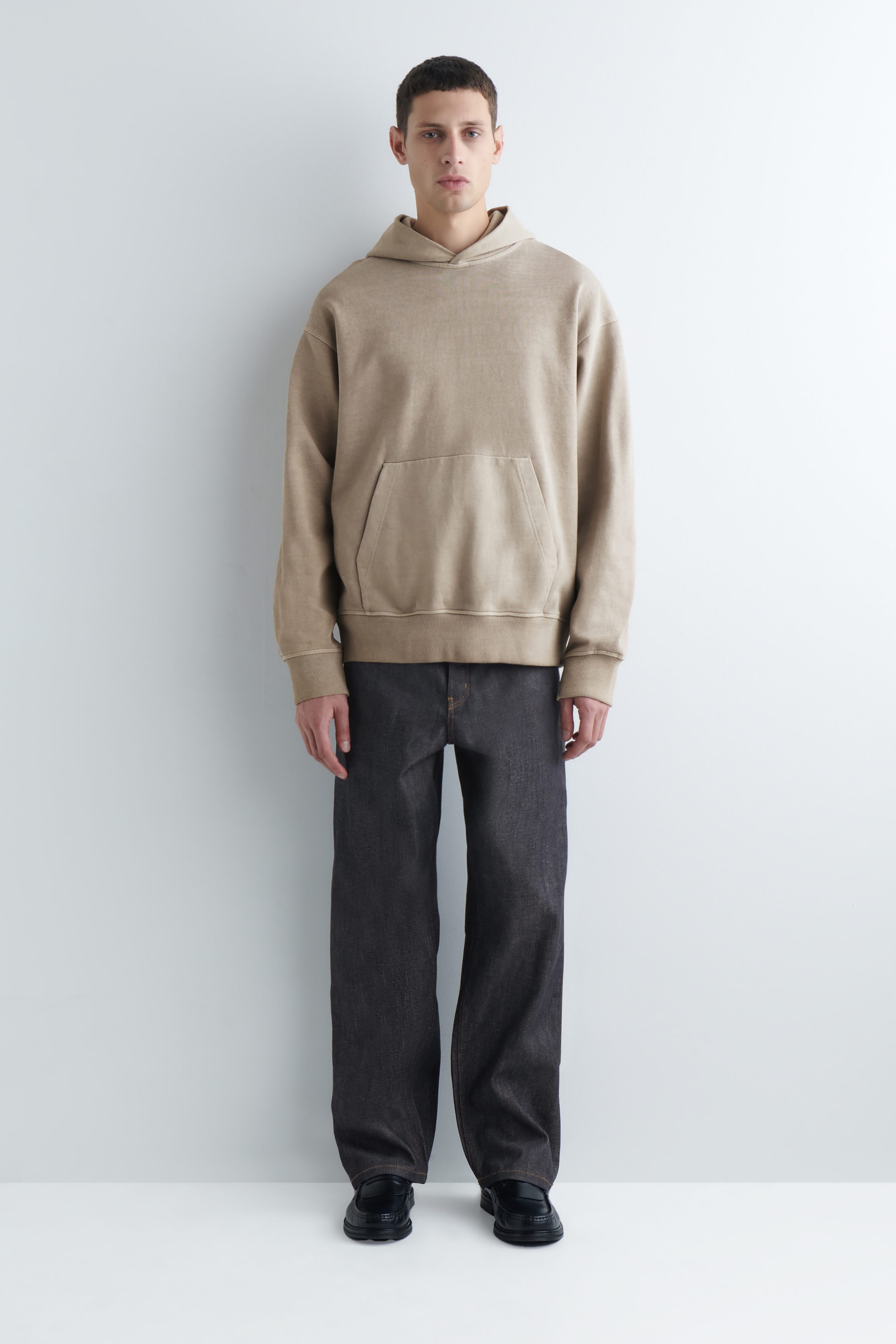 WASHED COTTON-JERSEY HOODIE