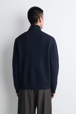 DOUBLE-FACED KNITTED HALF-ZIP JUMPER — NAVY 6