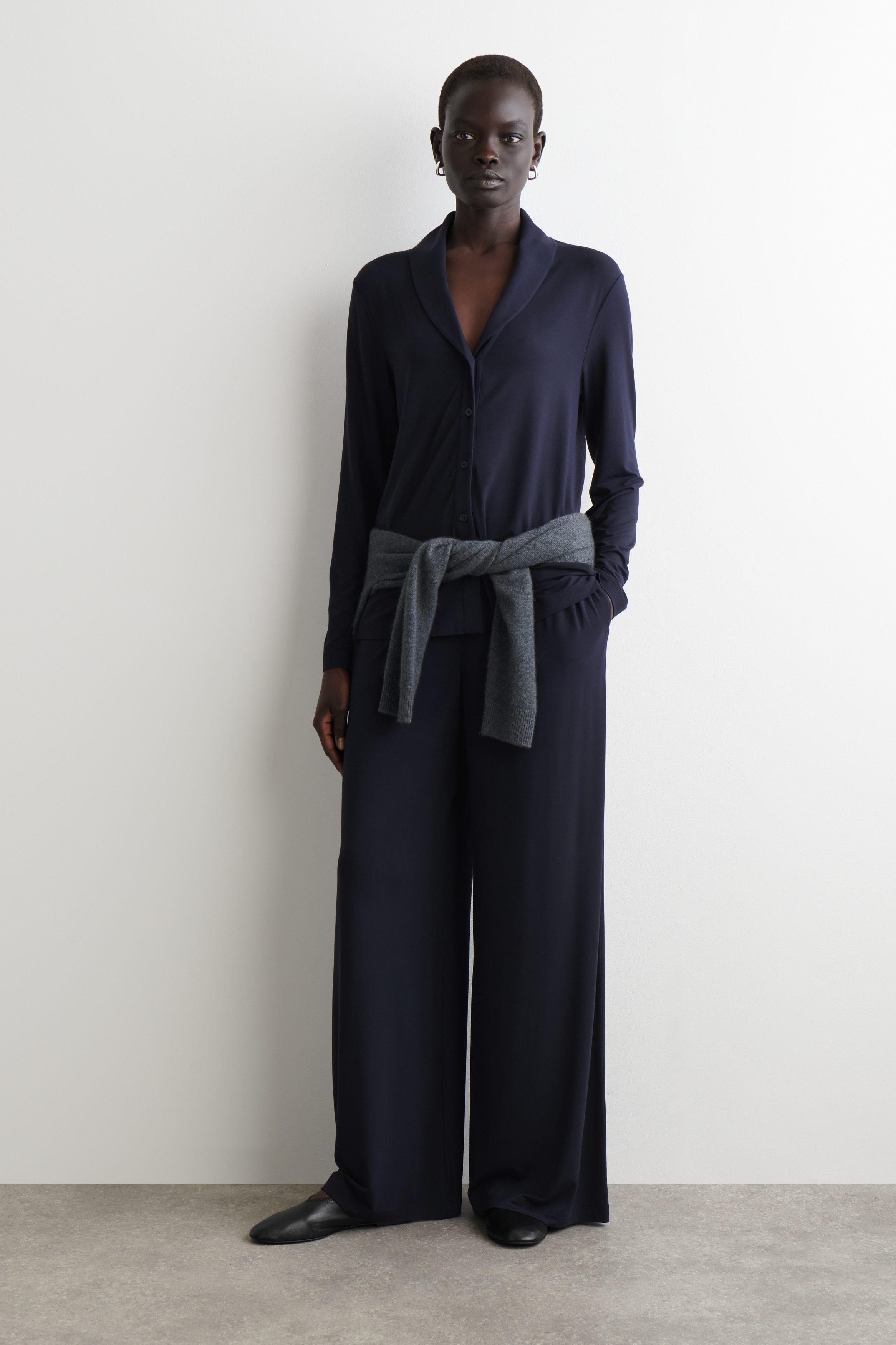 SHAWL-COLLAR JERSEY CARDIGAN - NAVY | COS US