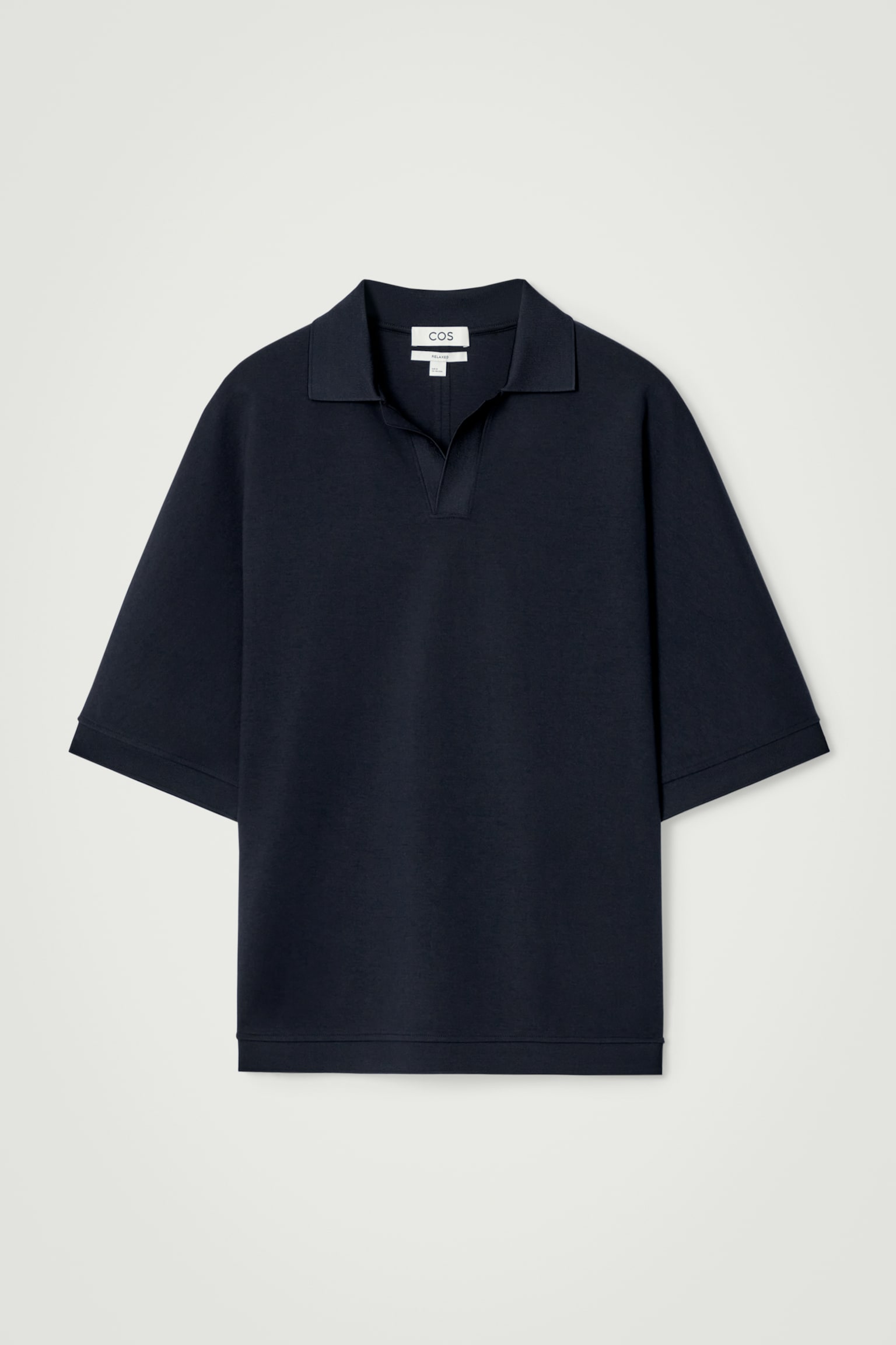 OPEN-COLLAR MERCERISED-JERSEY POLO SHIRT - NAVY - 2
