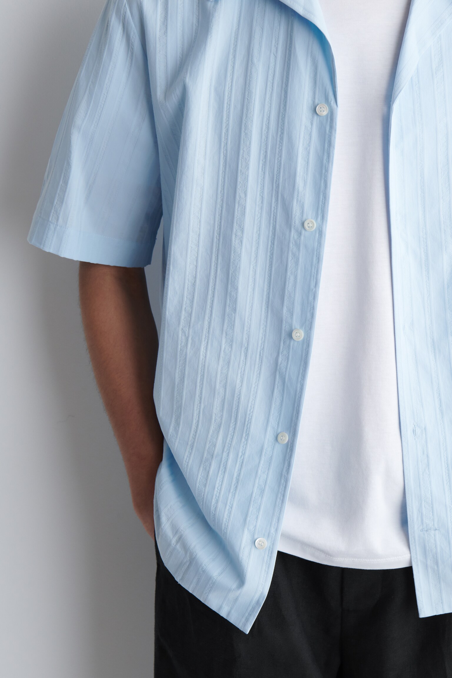 CHEMISE À COL CUBAIN - BLEU CIEL/BLANC / BLEU / RAYURES/BLEU COBALT - 8
