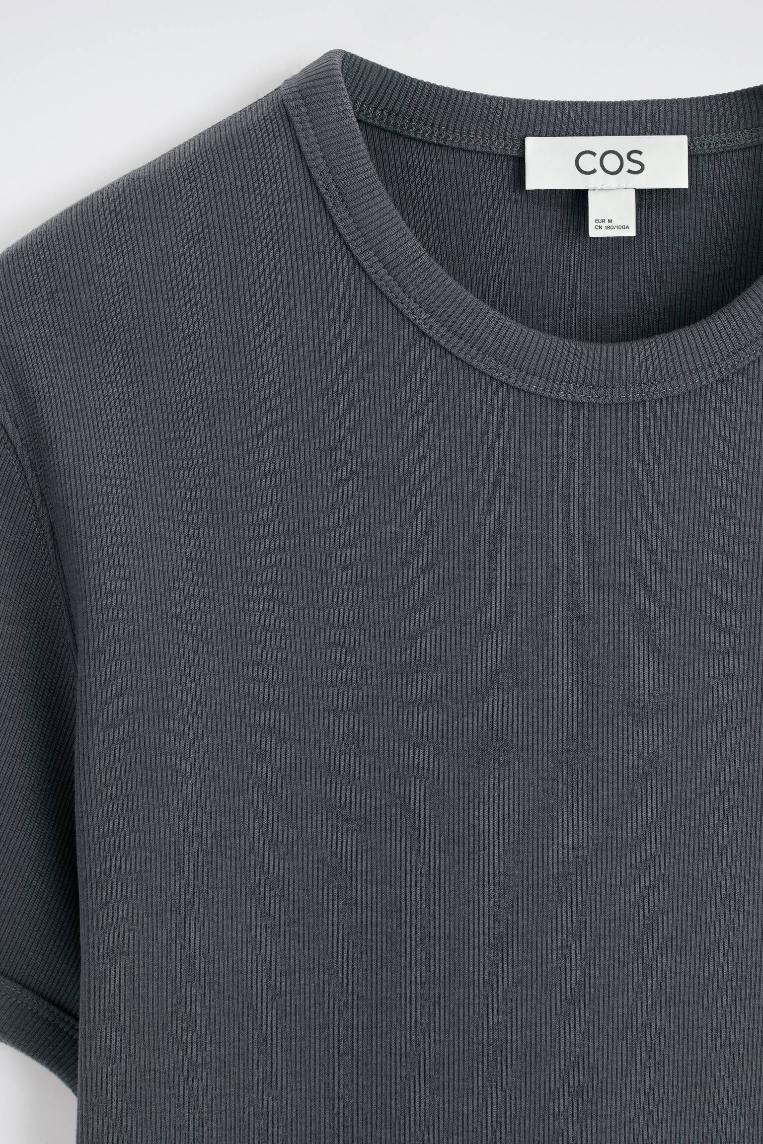 SLIM RIBBED COTTON T-SHIRT - 6