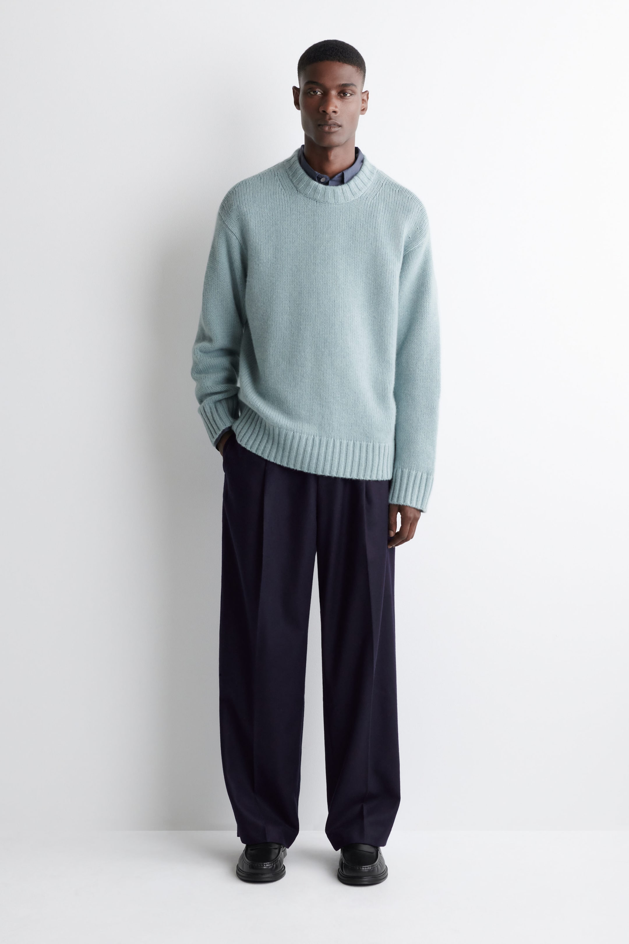 CHUNKY PURE CASHMERE CREW-NECK SWEATER