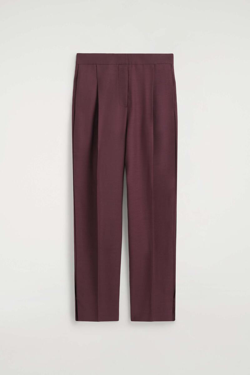 Pleated-Panel Straight-Leg Pants