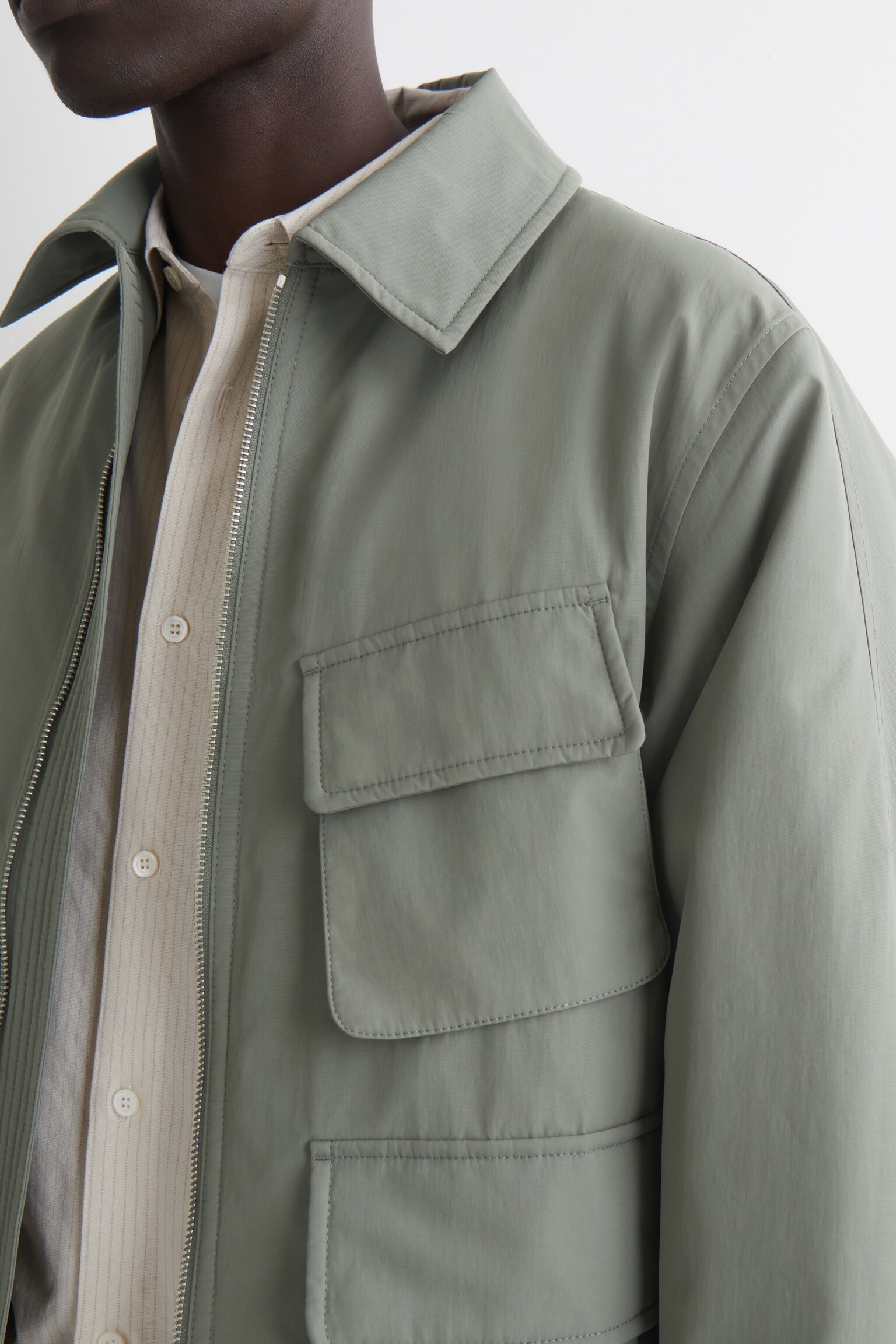 Casaco utilitário acolchoado em nylon - Verde-sálvia/PRETO - 6