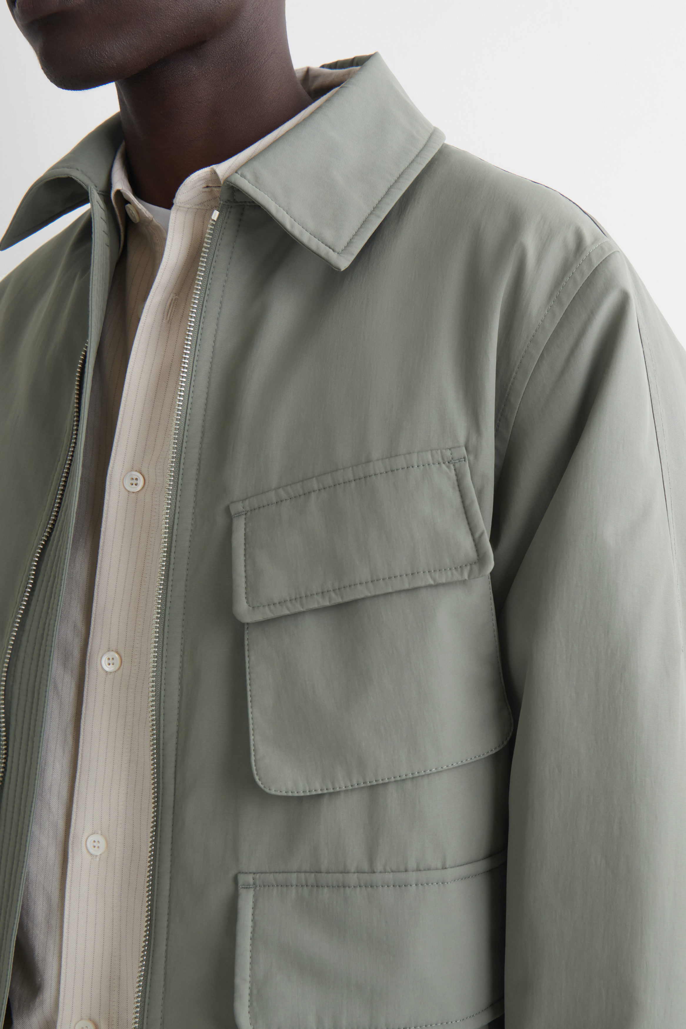 PADDED NYLON UTILITY JACKET - SAGE GREEN | COS