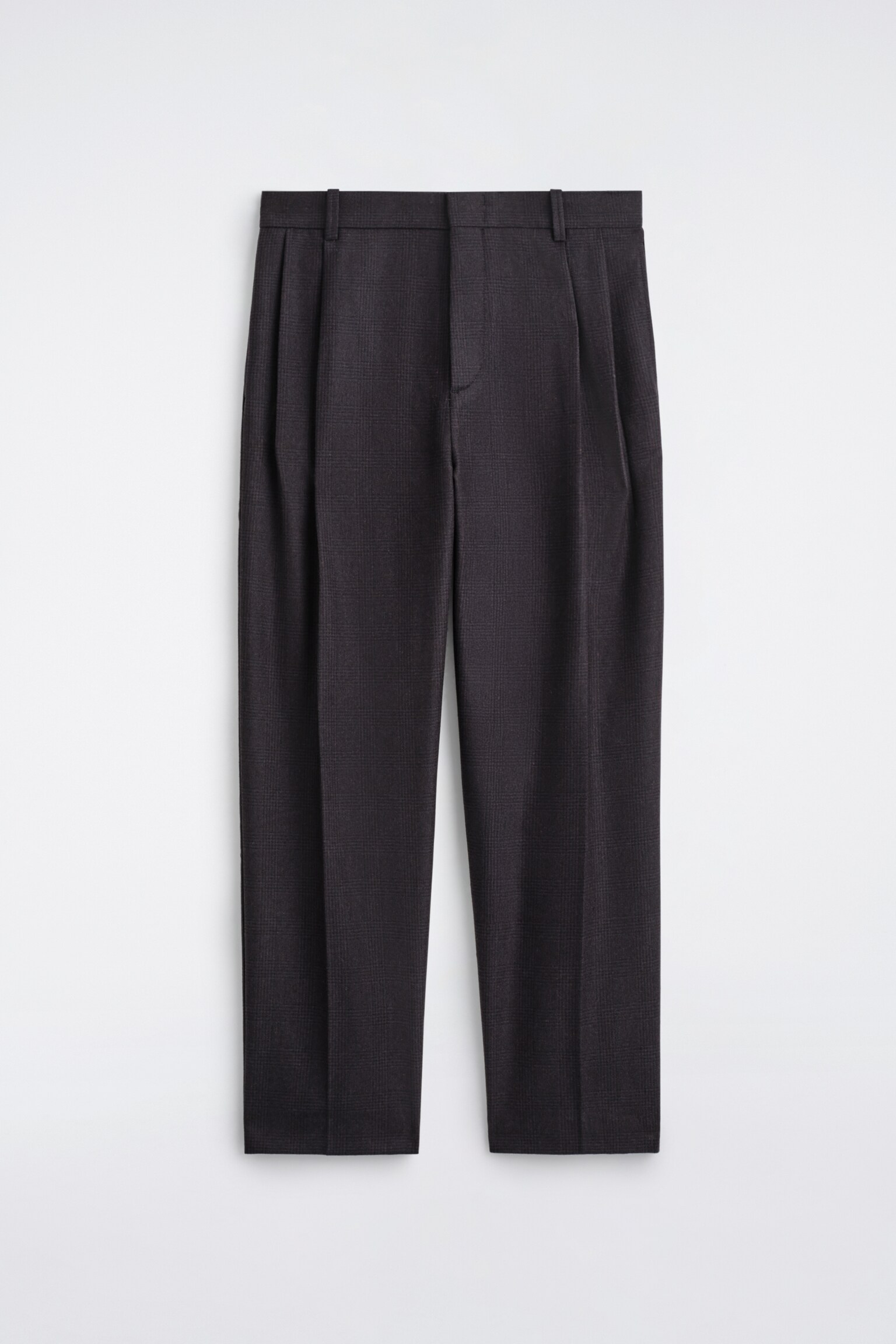 PLEATED WOOL STRAIGHT-LEG TROUSERS - GRIS/A CUADROS/GRIS MARENGO JASPEADO - 2