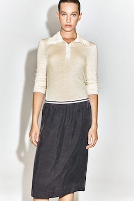 CONTRAST-PANEL PENCIL SKIRT — BLACK 2