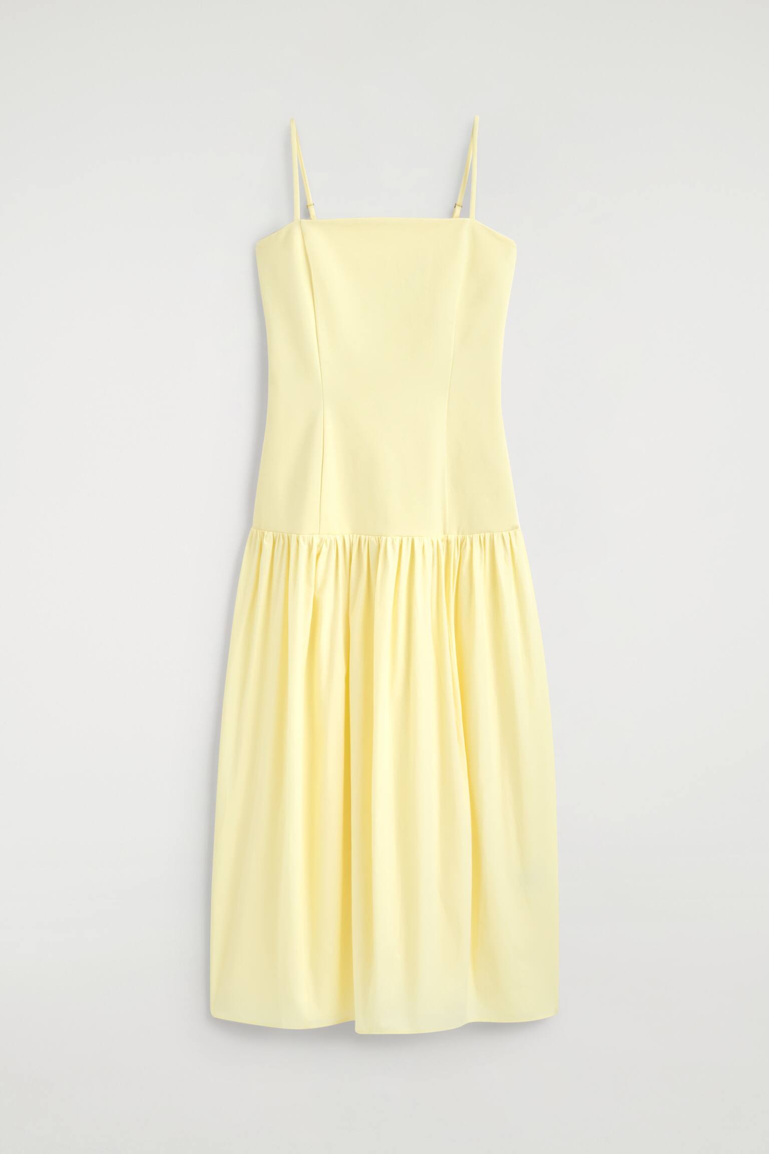 SCULPTED DROPPED-WAIST MIDI DRESS - YELLOW/שחור - 1