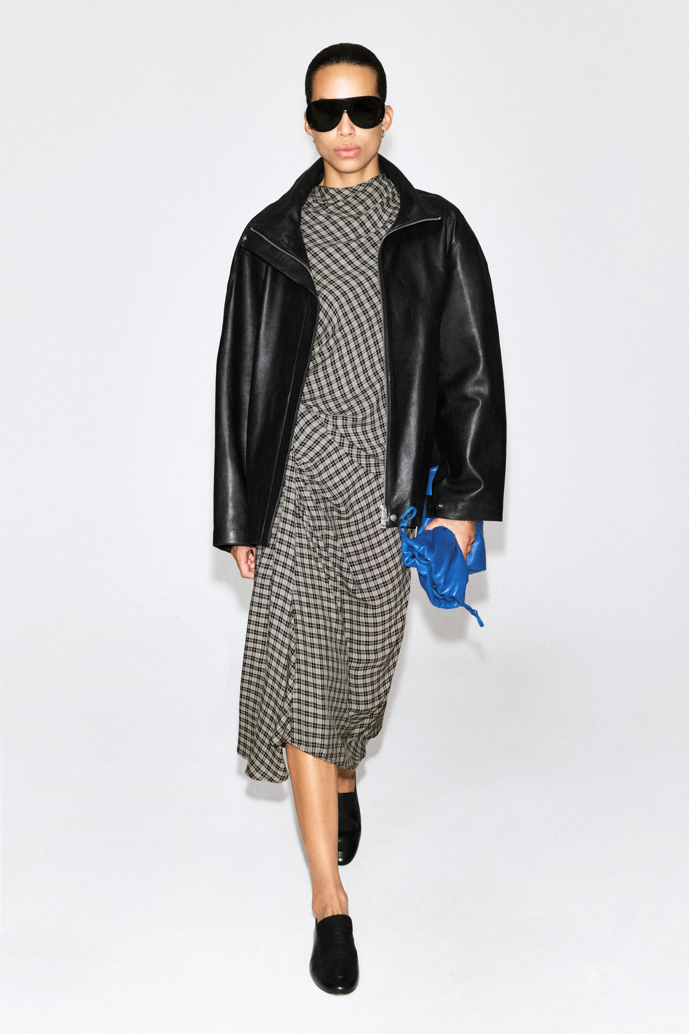 DRAPED CHECKED MIDI SKIRT thumbnail 2
