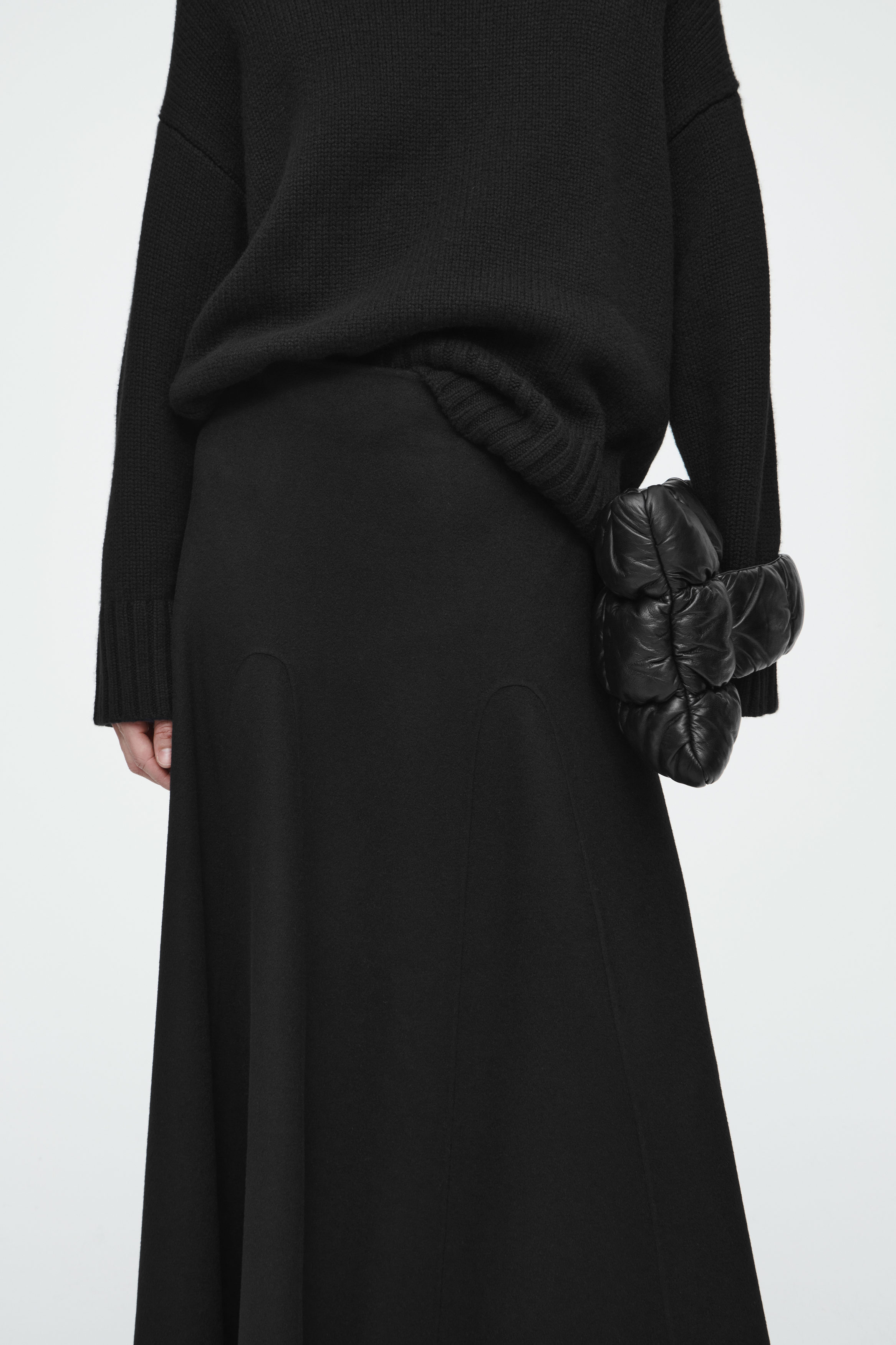 DOUBLE-FACED WOOL MIDI SKIRT - BLACK | COS