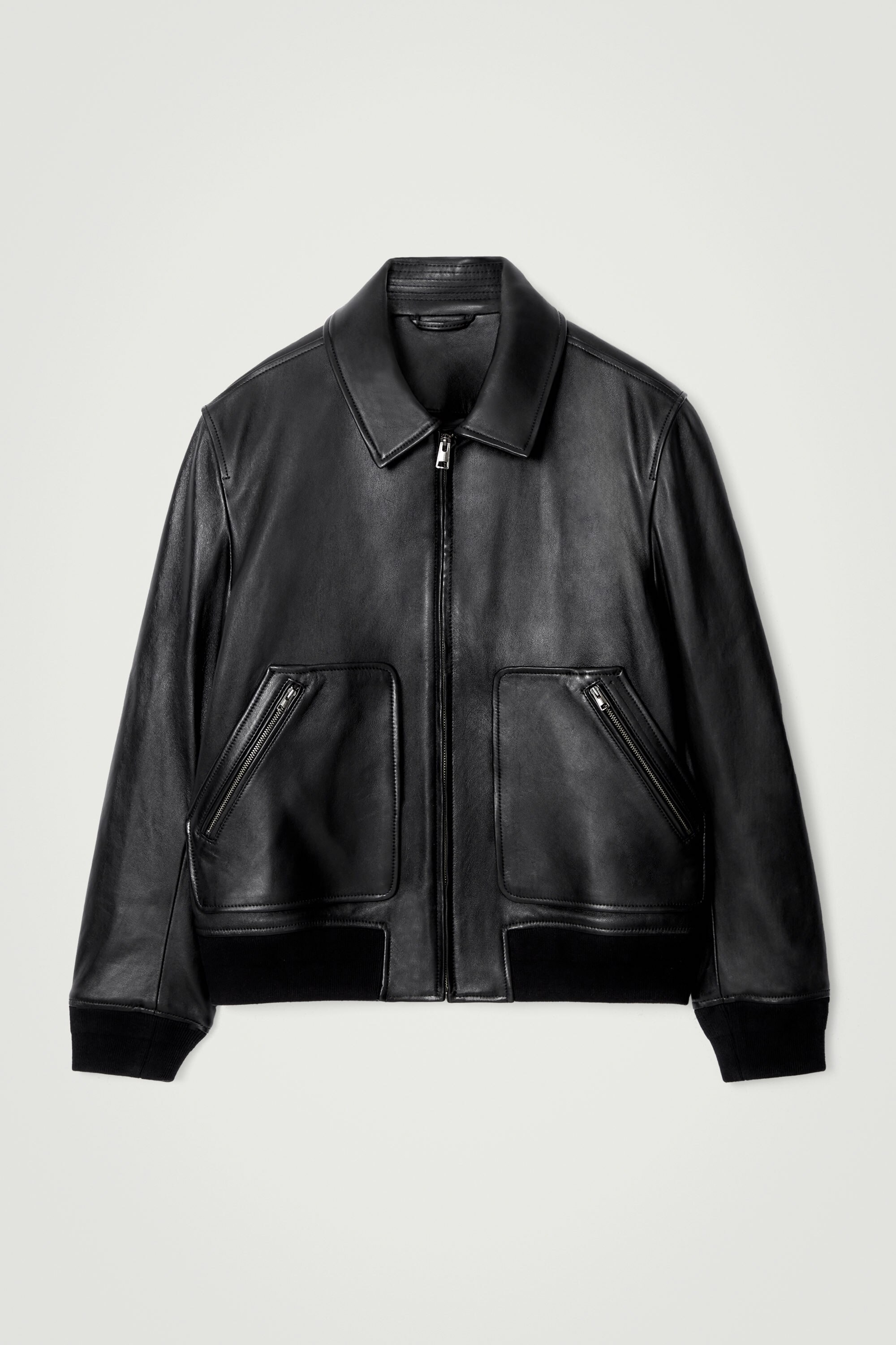 LEATHER BOMBER JACKET - BLACK | COS