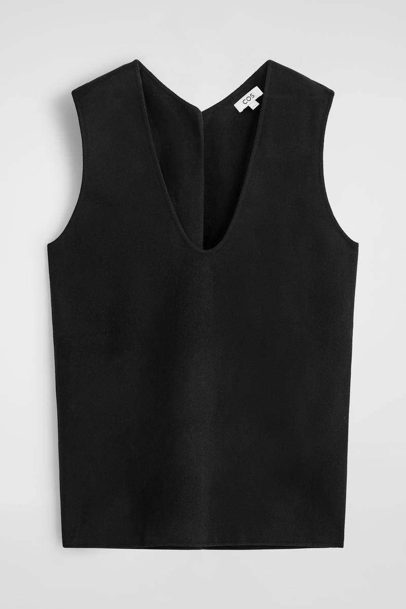 Cos Double-faced Wool Vest In Black