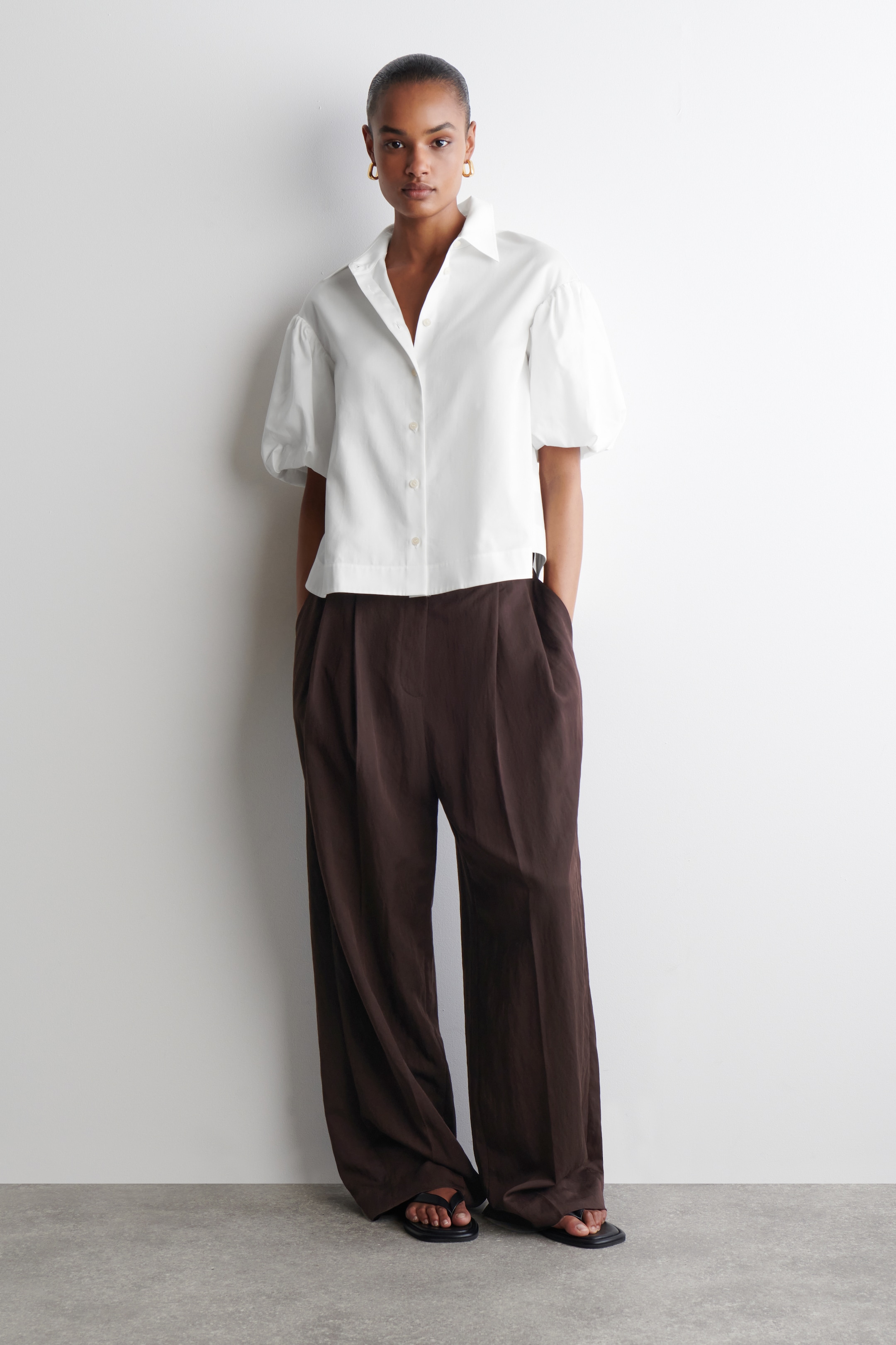 View larger image: PUFF-SLEEVE COTTON SHIRT - WHITE - Ladies | H&M GB 2
