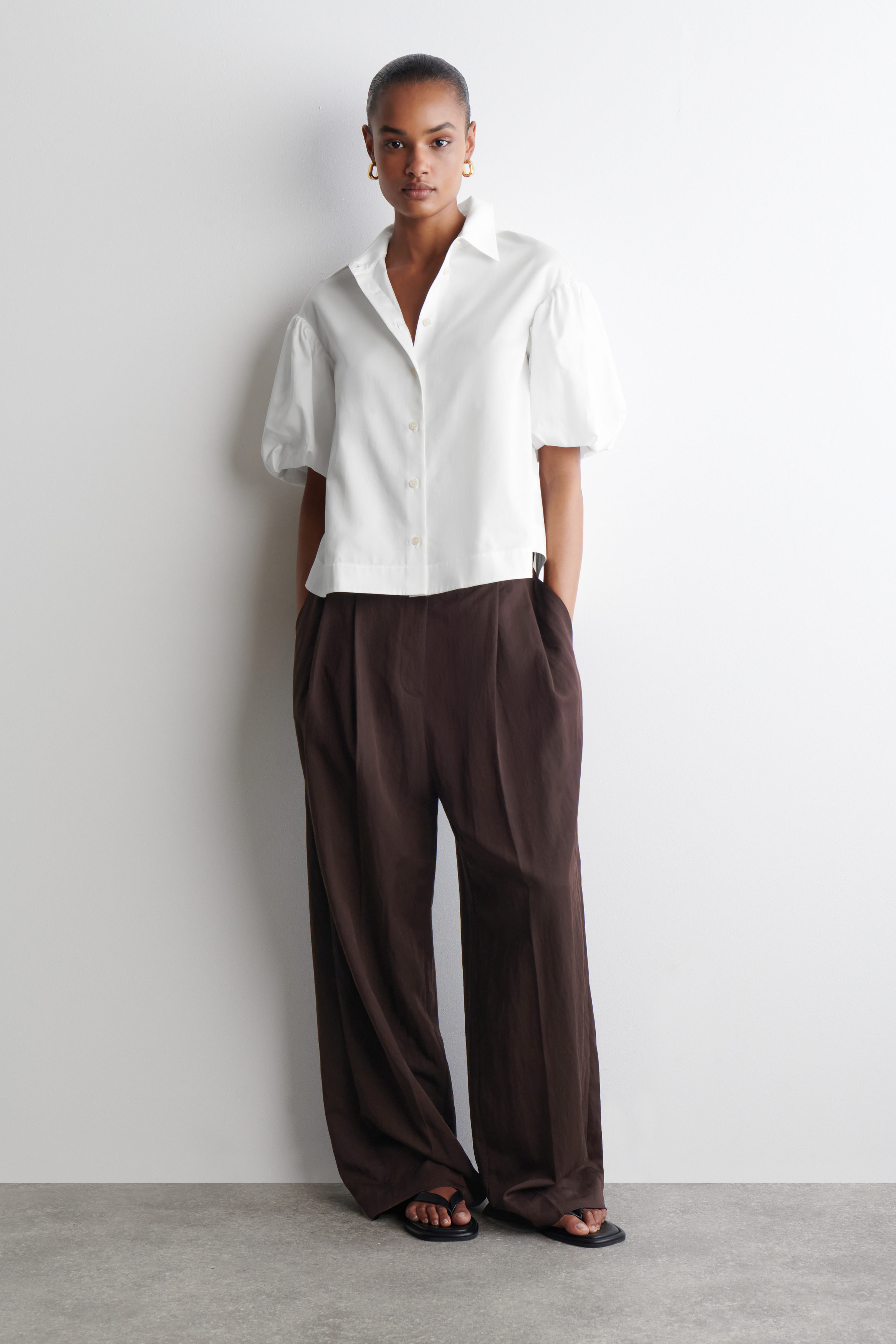 トップス FETICO PUFF-SLEEVED COTTON SATIN SHIRT FETICO】PUFF-SLEEVED COTTON SATIN SHIRT - black - | loop