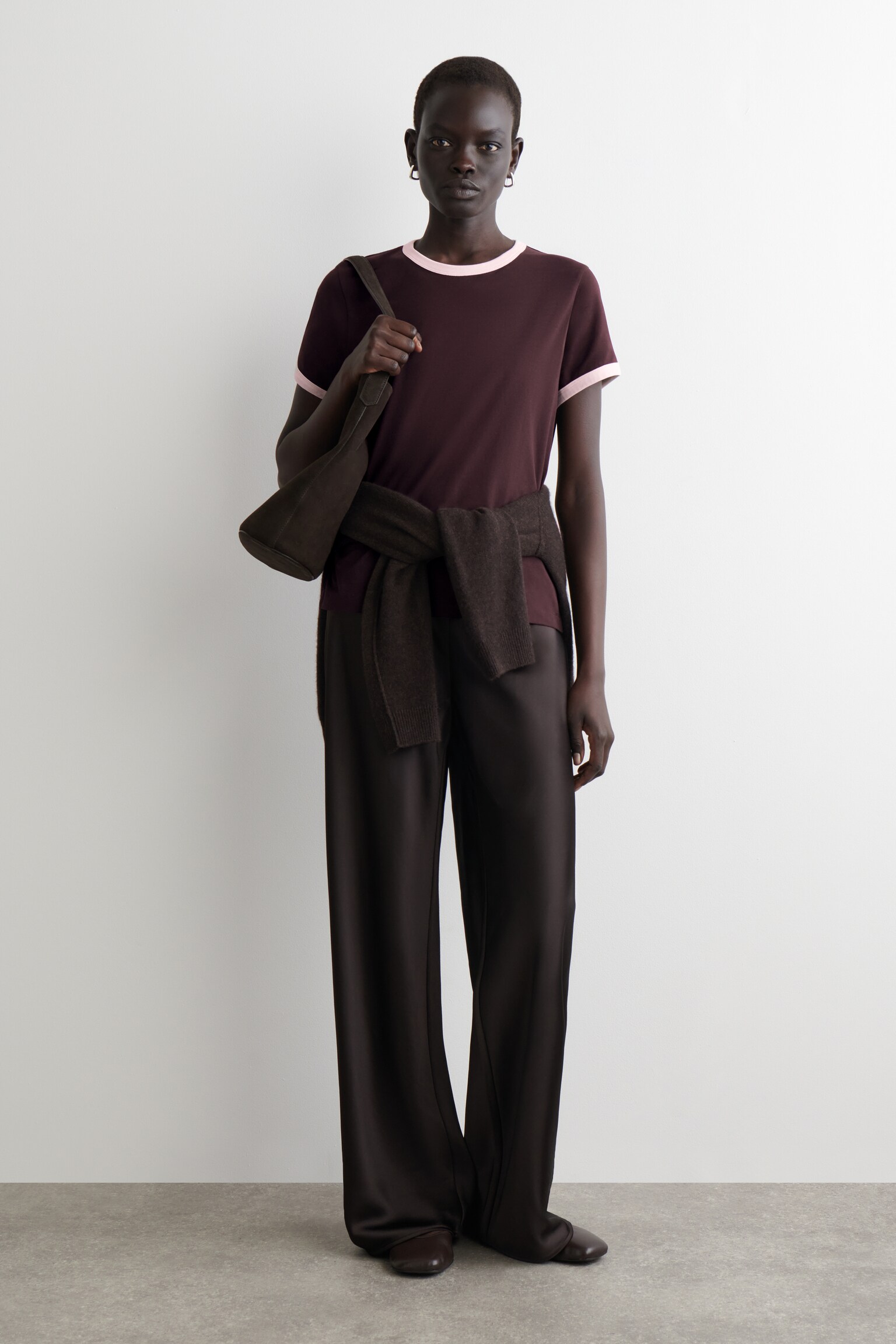 SHRUNKEN RINGER T-SHIRT - BURGUNDY / CREAM/WHITE / BROWN/NAVY / WHITE/WHITE / STRIPED/BLACK - 4