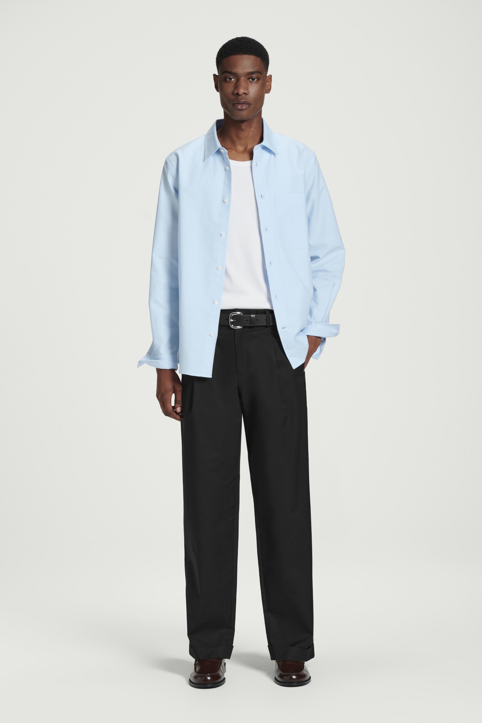 CHEMISE OXFORD DÉCONTRACTÉE - BLEU CIEL/BLANC - 3