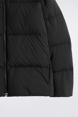 HOODED DOWN PUFFER JACKET — BLACK 6