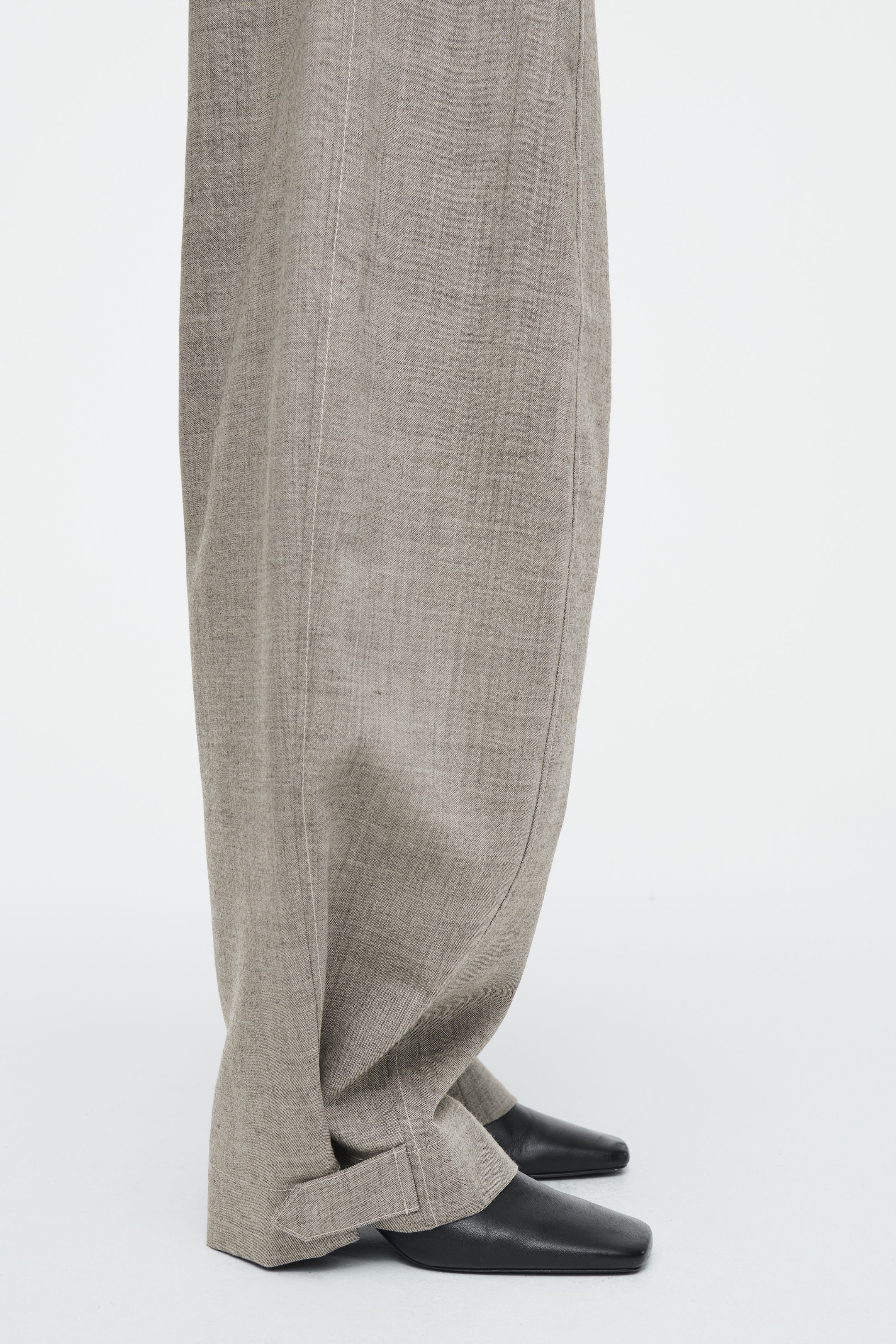 WOOL BARREL-LEG UTILITY TROUSERS
