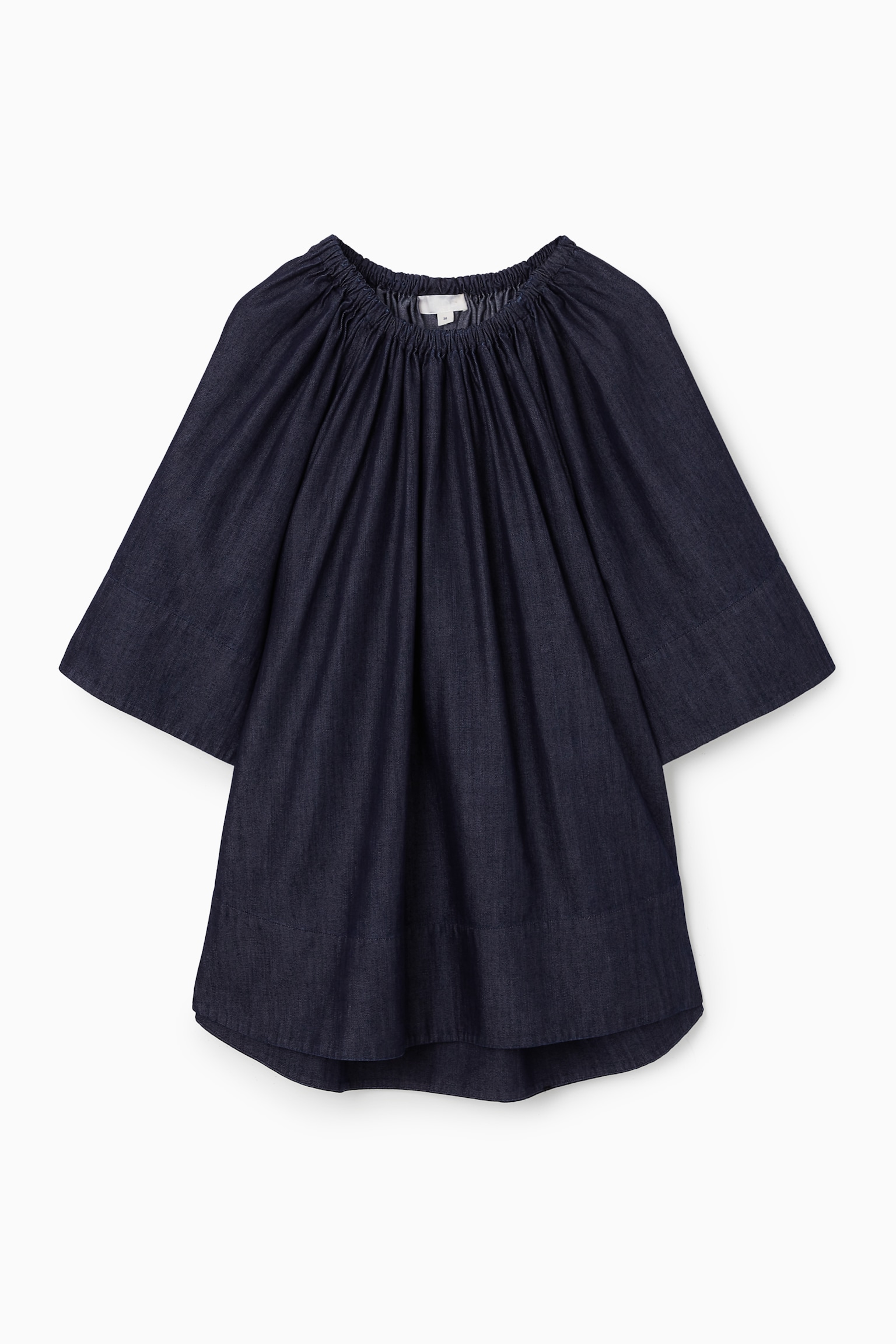 OVERSIZED DENIM OFF-THE-SHOULDER BLOUSE - INDIGO BLUE