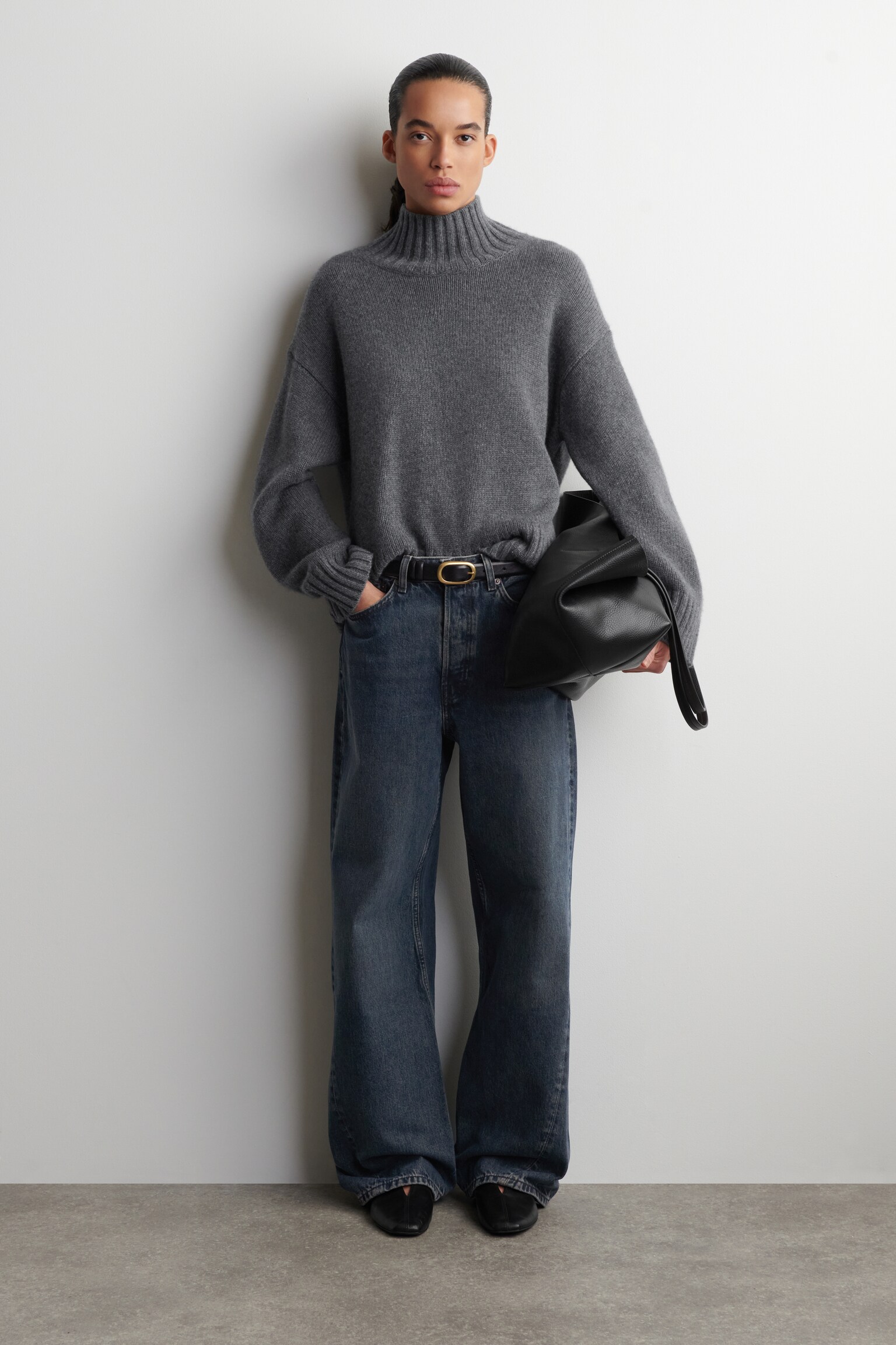 ג'ינס פאקד סטרייט-לג - כחול אפרפר - 1