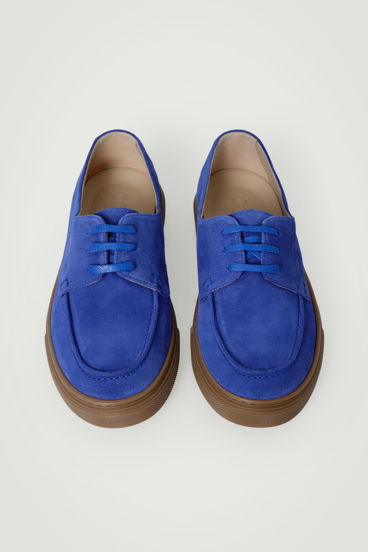 SUEDE TRAINER BOAT SHOES — COBALT BLUE