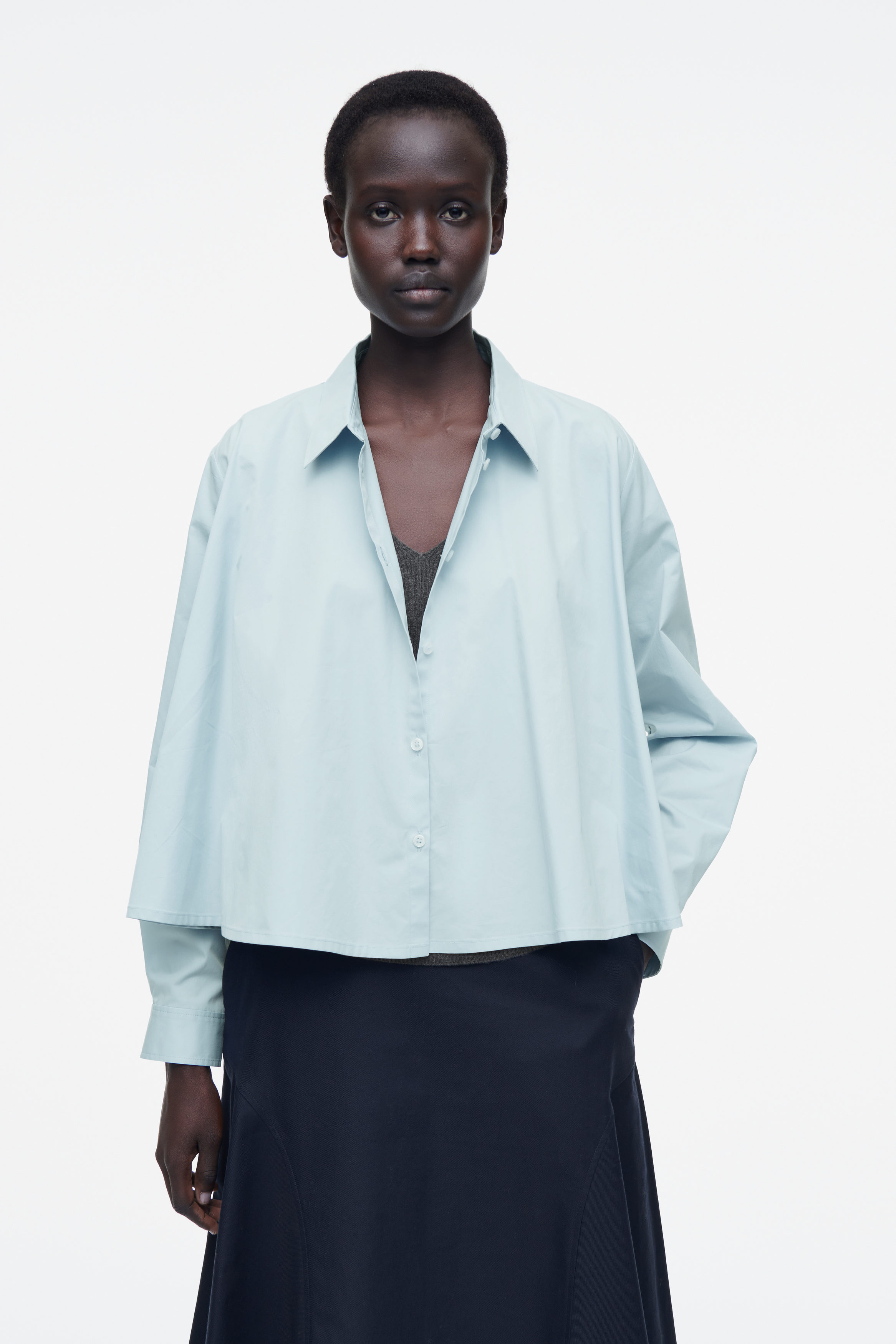 RELAXED FLARED COTTON SHIRT - LIGHT BLUE | COS