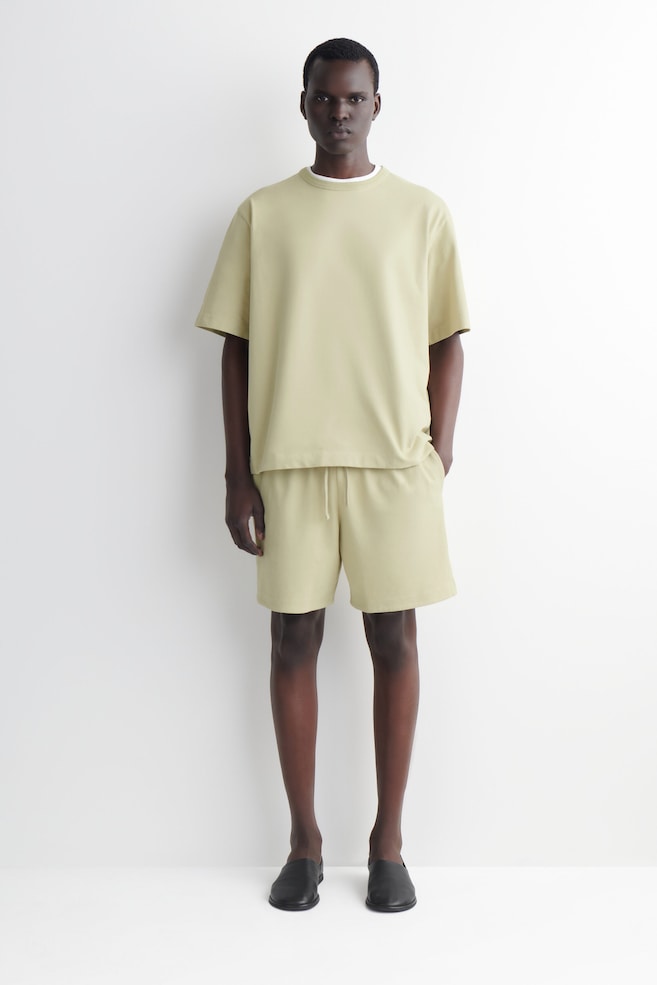 GARMENT-WASHED COTTON-JERSEY SHORTS — WASHED GREEN