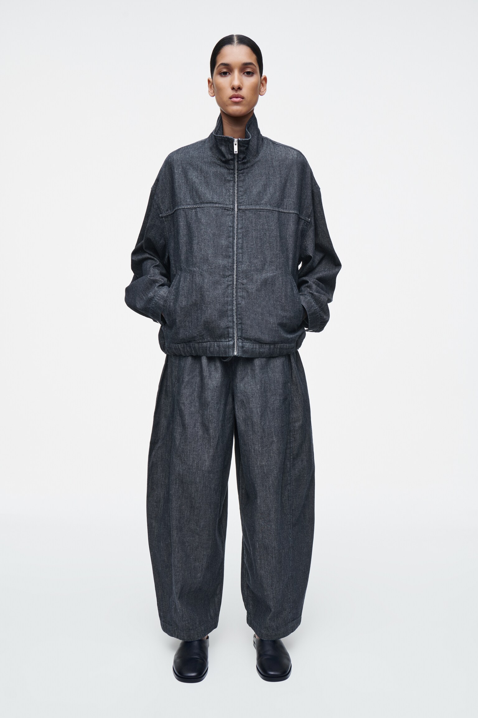 PANTALON BARREL À TAILLE AJUSTABLE EN DENIM - BLEU FONCÉ/BLEU - 4