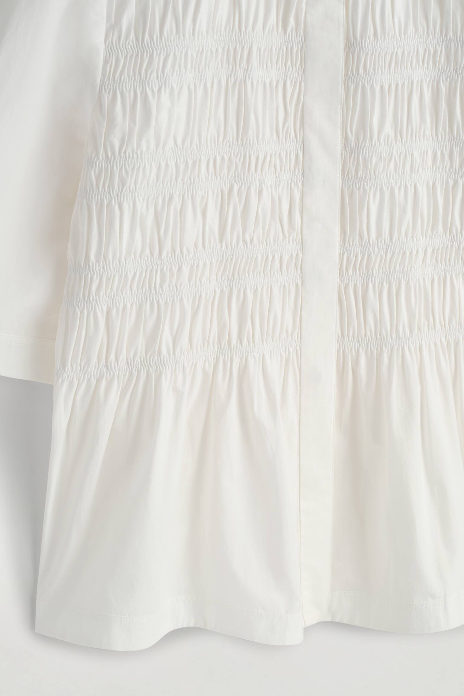 NABÍRANÁ BAVLNĚNÁ HALENKA - BÍLÁ/SVĚTLE ŠEDÁ - 4