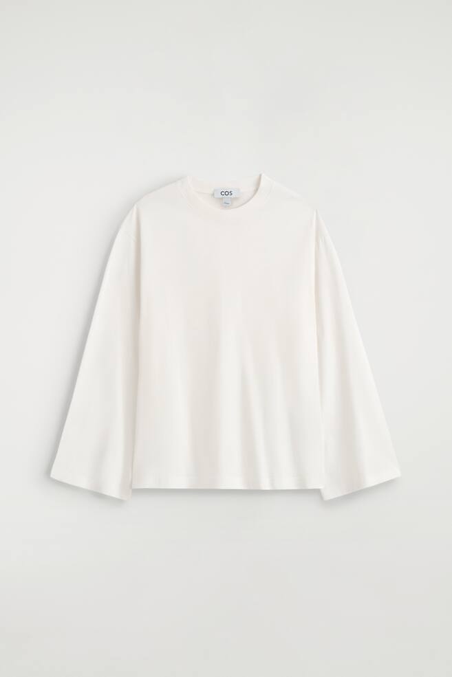 BAWEŁNIANY T-SHIRT Z DŁUGIM RĘKAWEM - BIAŁY/CZERWONY/SZARY/ PASKI - 1