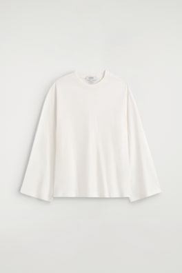 LÅNGÄRMAD T-SHIRT I BORSTAD BOMULL