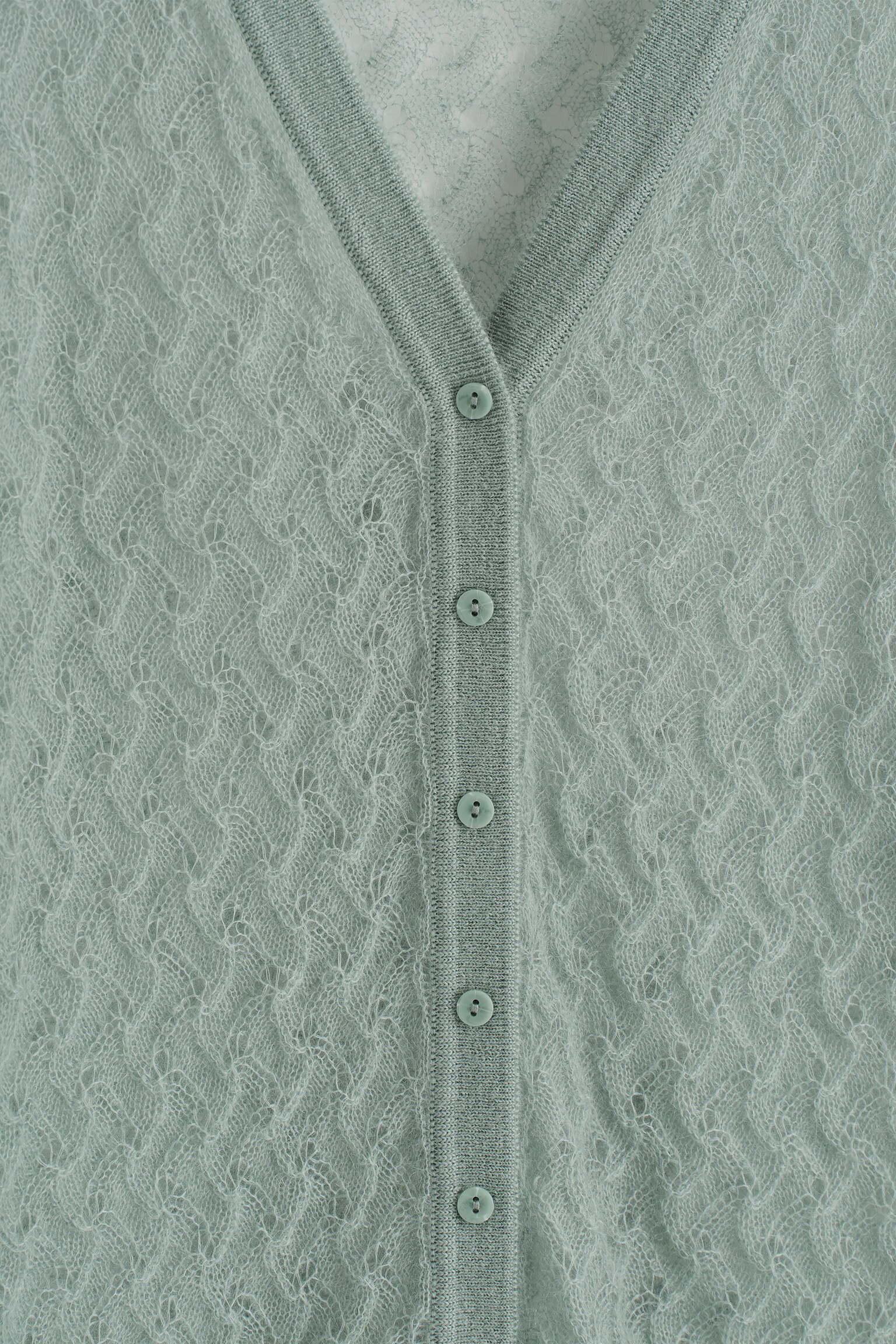 CARDIGAN EN MAILLE DE MOHAIR POINTELLE - BLEU CIEL - 3