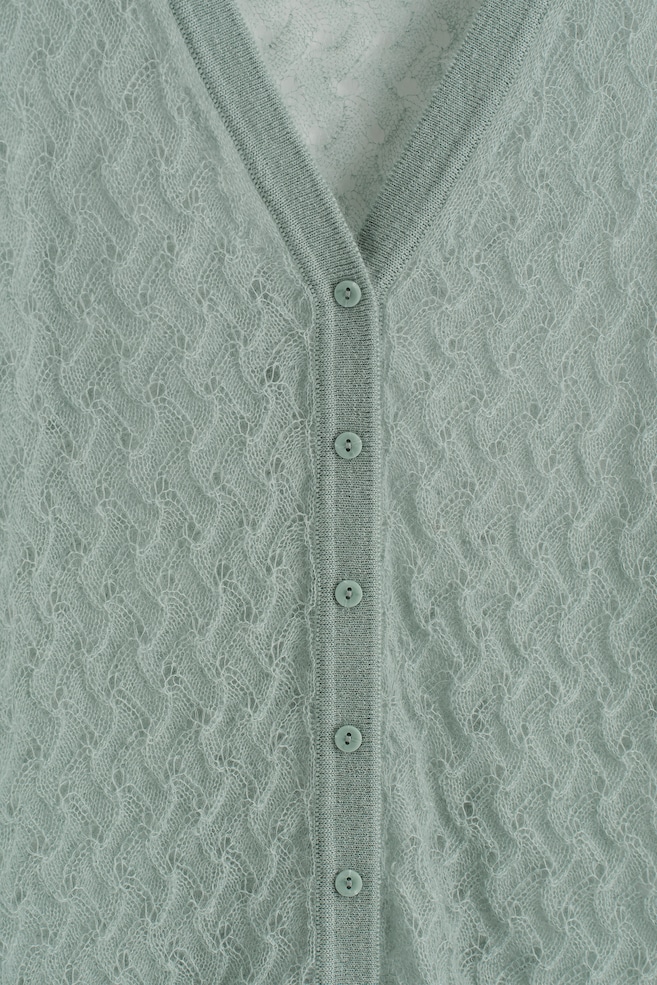 POINTELLE-KNIT MOHAIR CARDIGAN — LIGHT BLUE