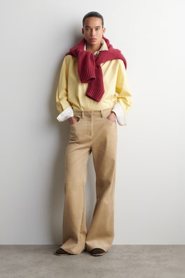 CORDUROY STRAIGHT-LEG PANTS — BEIGE 1