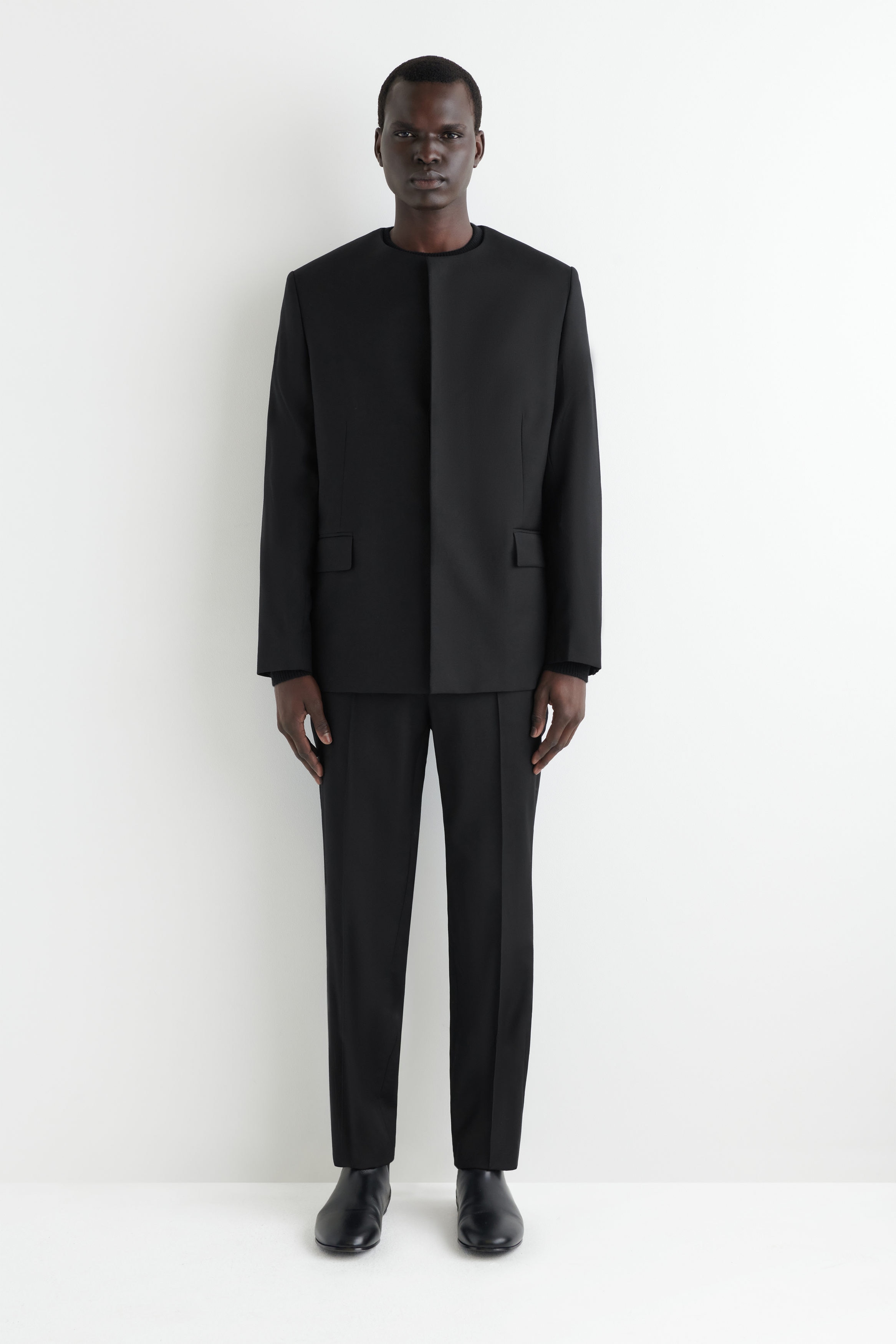 COLLARLESS WOOL BLAZER - CARBON | COS