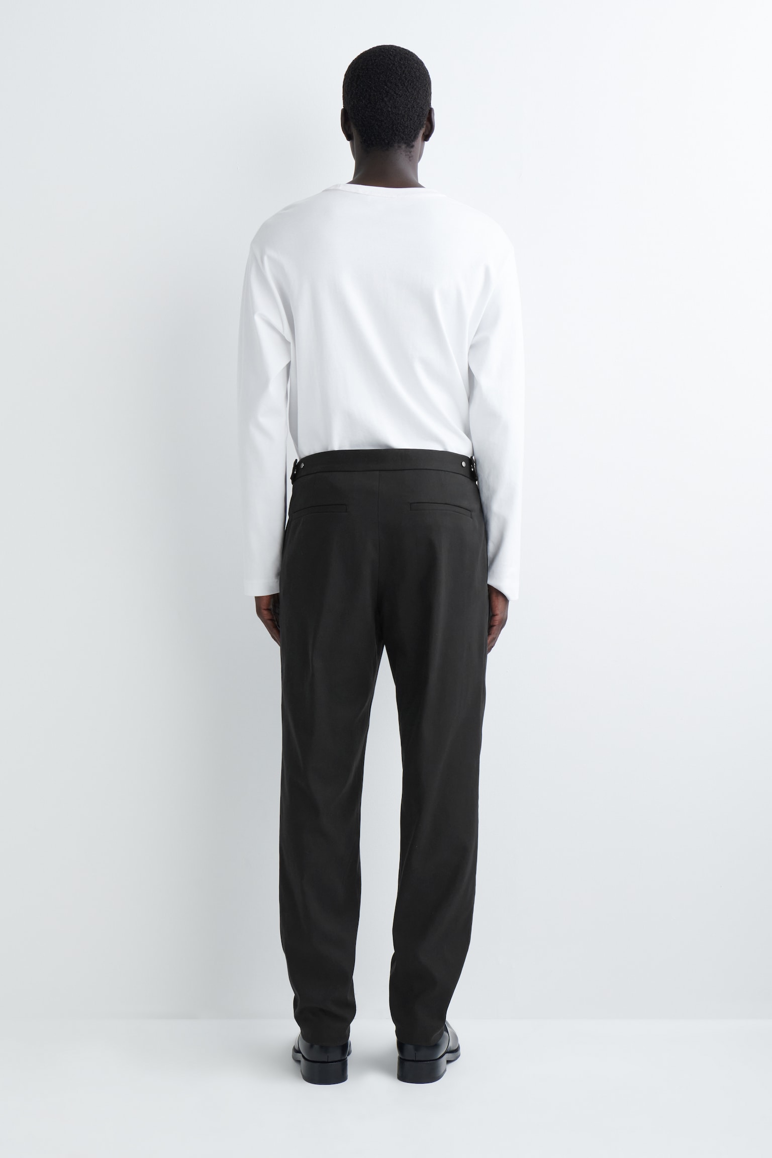 COTTON SLIM-LEG TROUSERS - BLACK/NAVY - 3