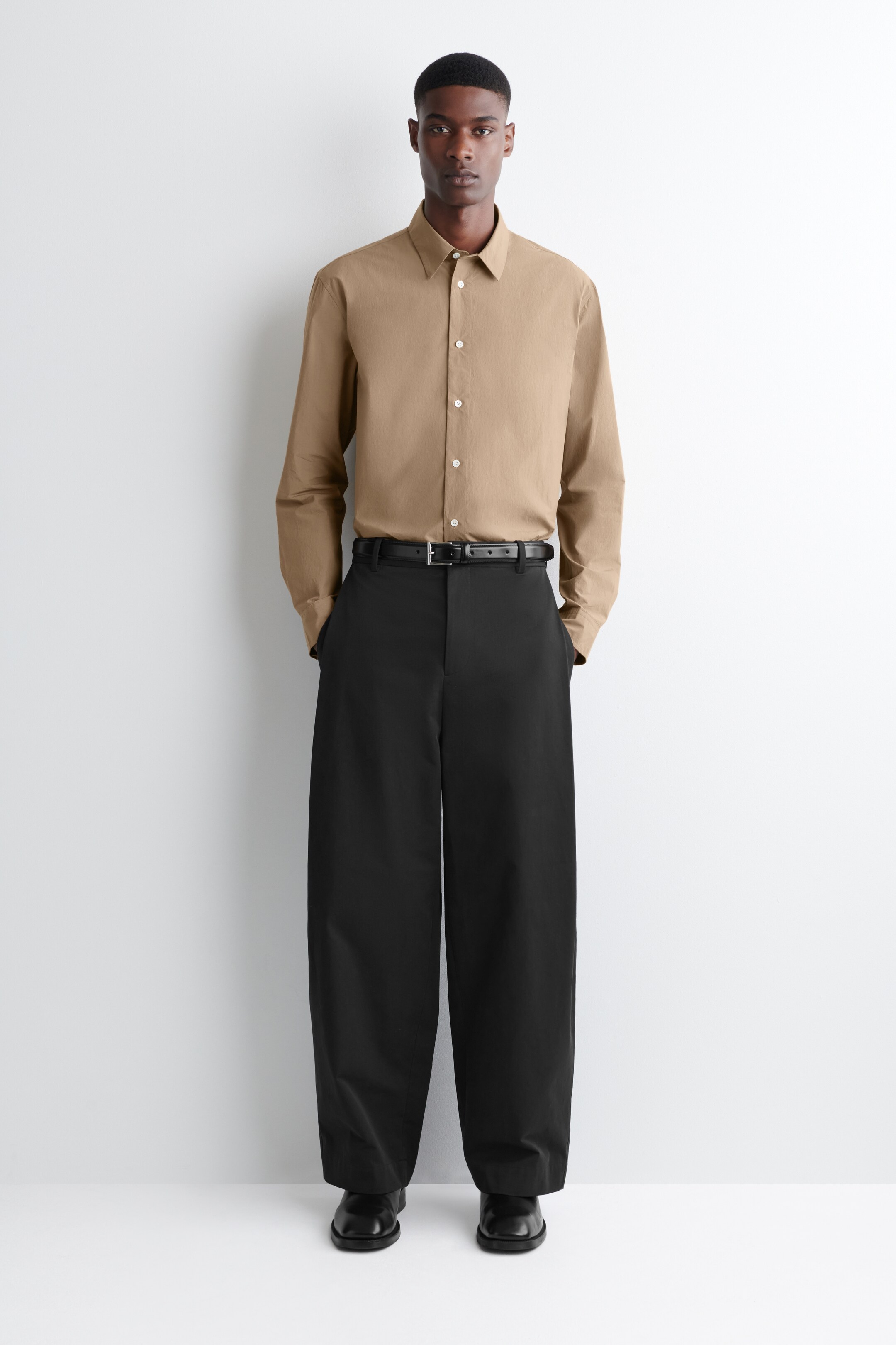 View larger image: RELAXED PIMA COTTON-POPLIN SHIRT - BEIGE - Men | H&M GB 3