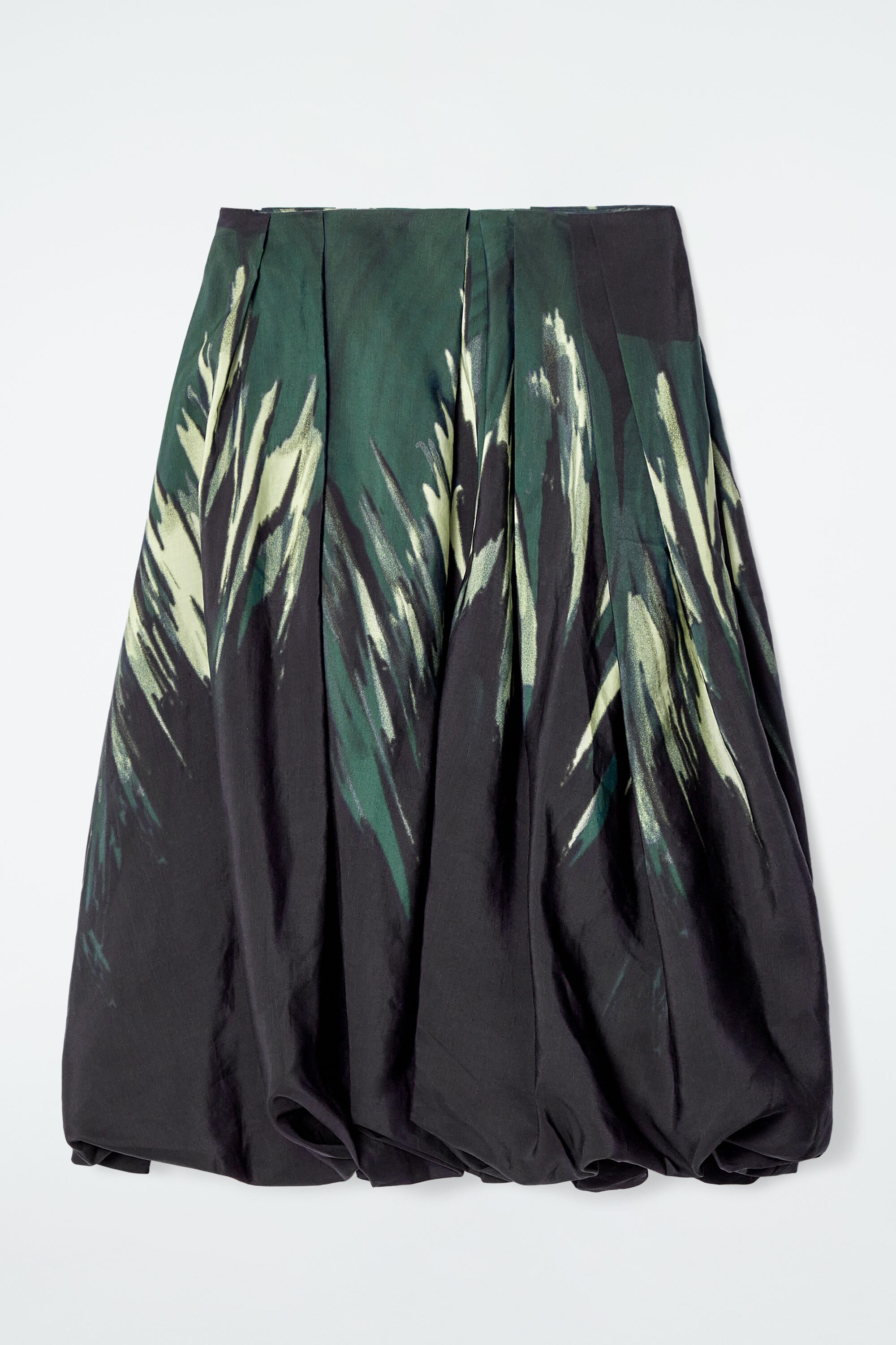 PRINTED BUBBLE-HEM MIDI SKIRT - BLACK / PRINTED | COS