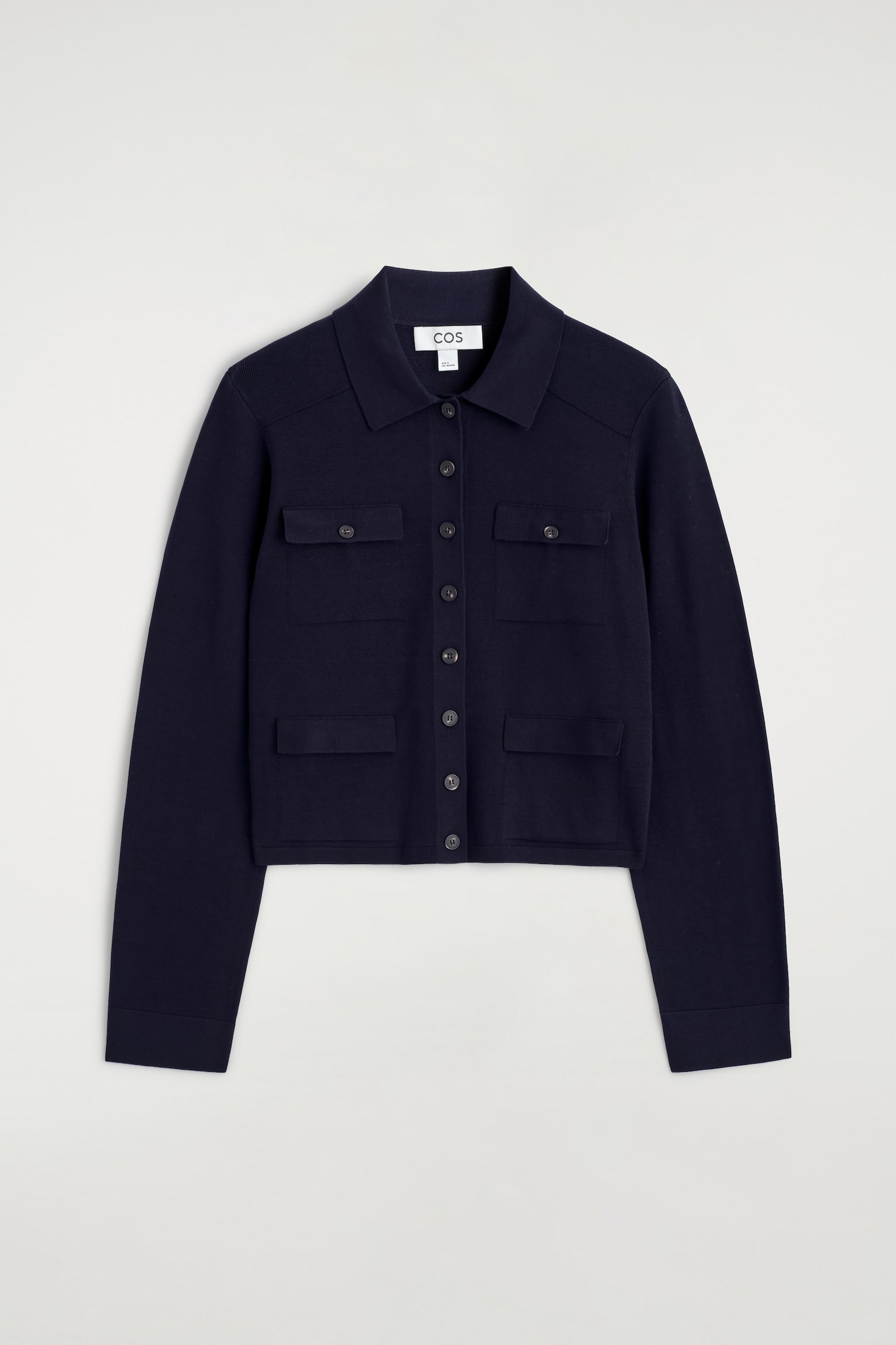 Cardigan tricotado em algodão com detalhe de bolso - AZUL-MARINHO/cru - 1