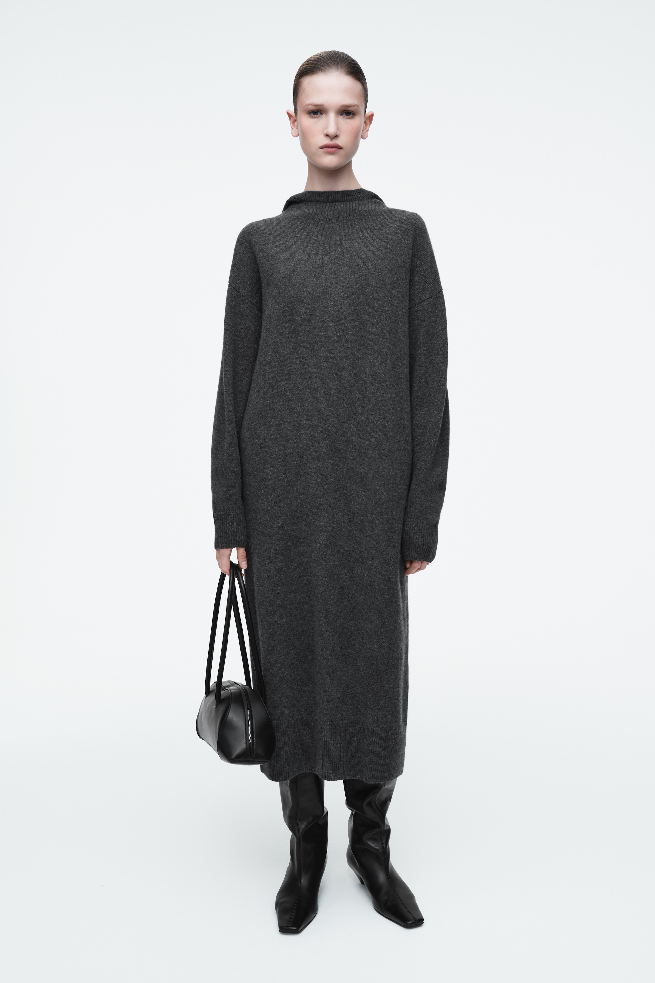 Grösseres Bild ansehen: MAXIKLEID AUS MERINOWOLLE MIT KAPUZE - Dunkelgrau - DAMEN | H&M CH 1