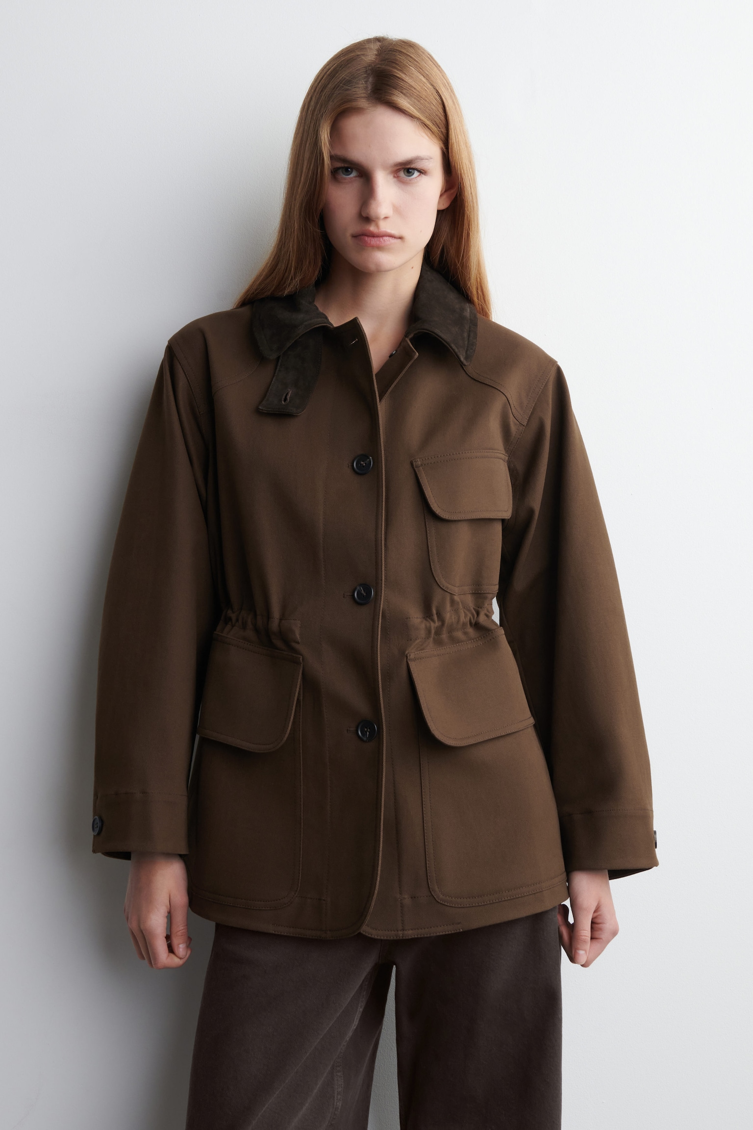 SUEDE-COLLAR FIELD JACKET - BROWN | COS