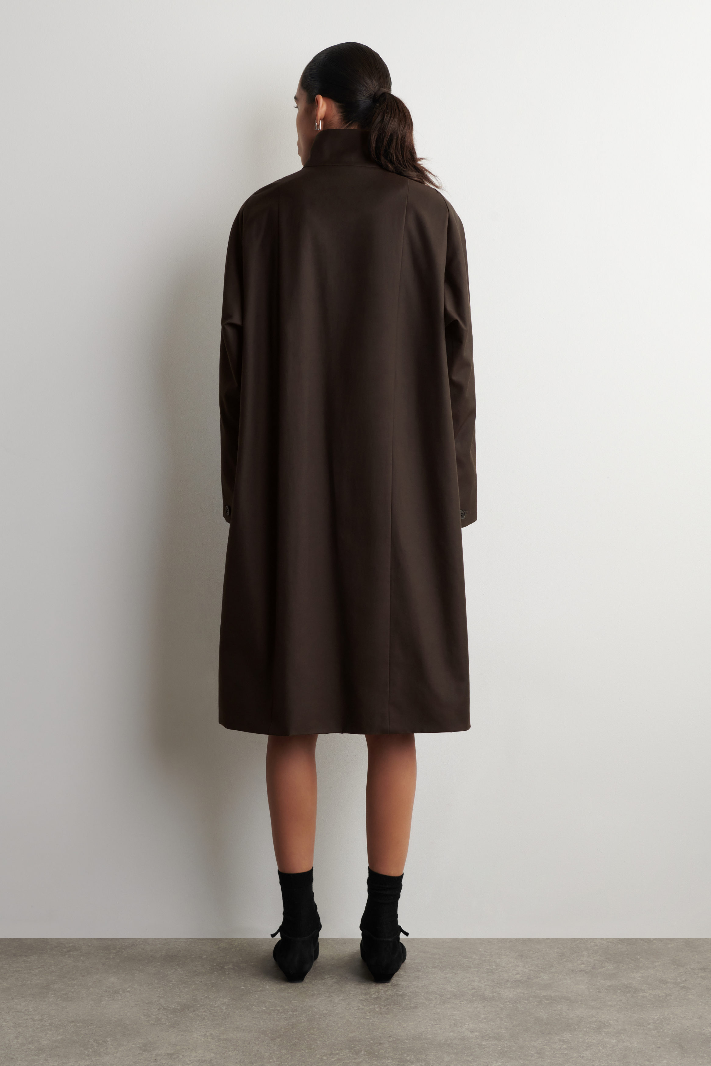 OVERSIZED mock-NECK COAT - DARK BROWN | COS US