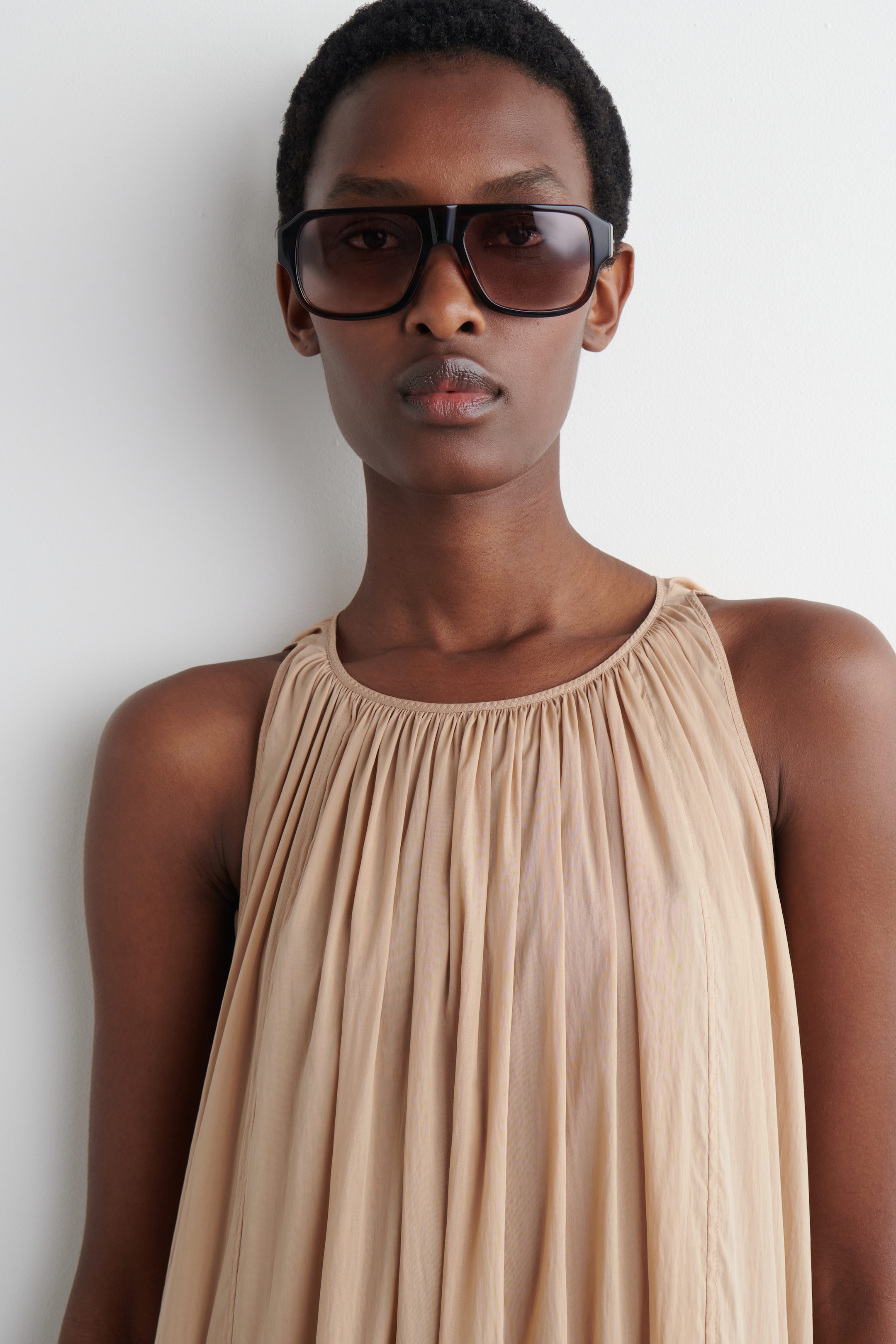 GATHERED HALTERNECK MAXI DRESS