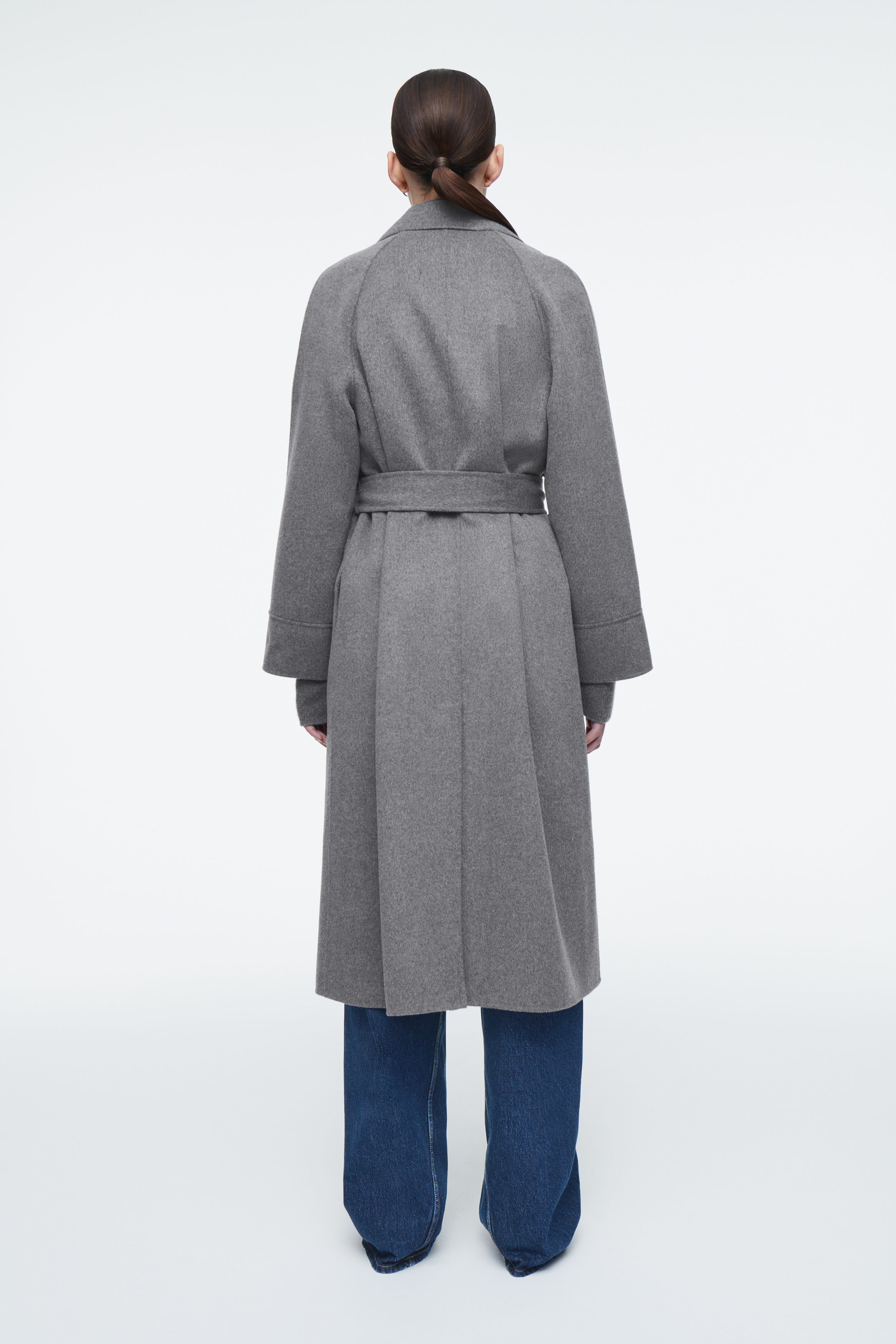 BELTED DOUBLE-FACED WOOL COAT - GRAY | COS