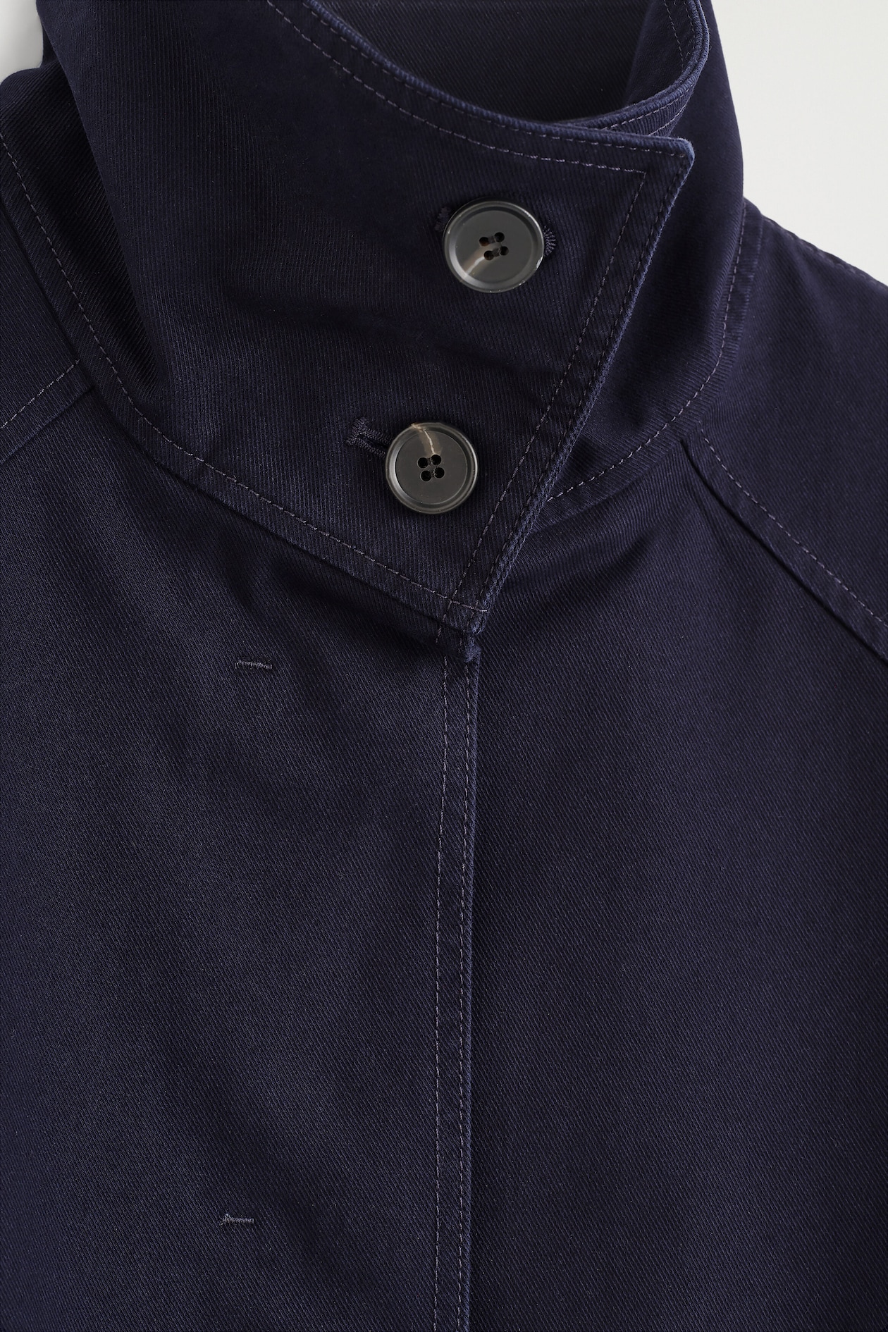COTTON-TWILL MOCK-NECK JACKET — NAVY