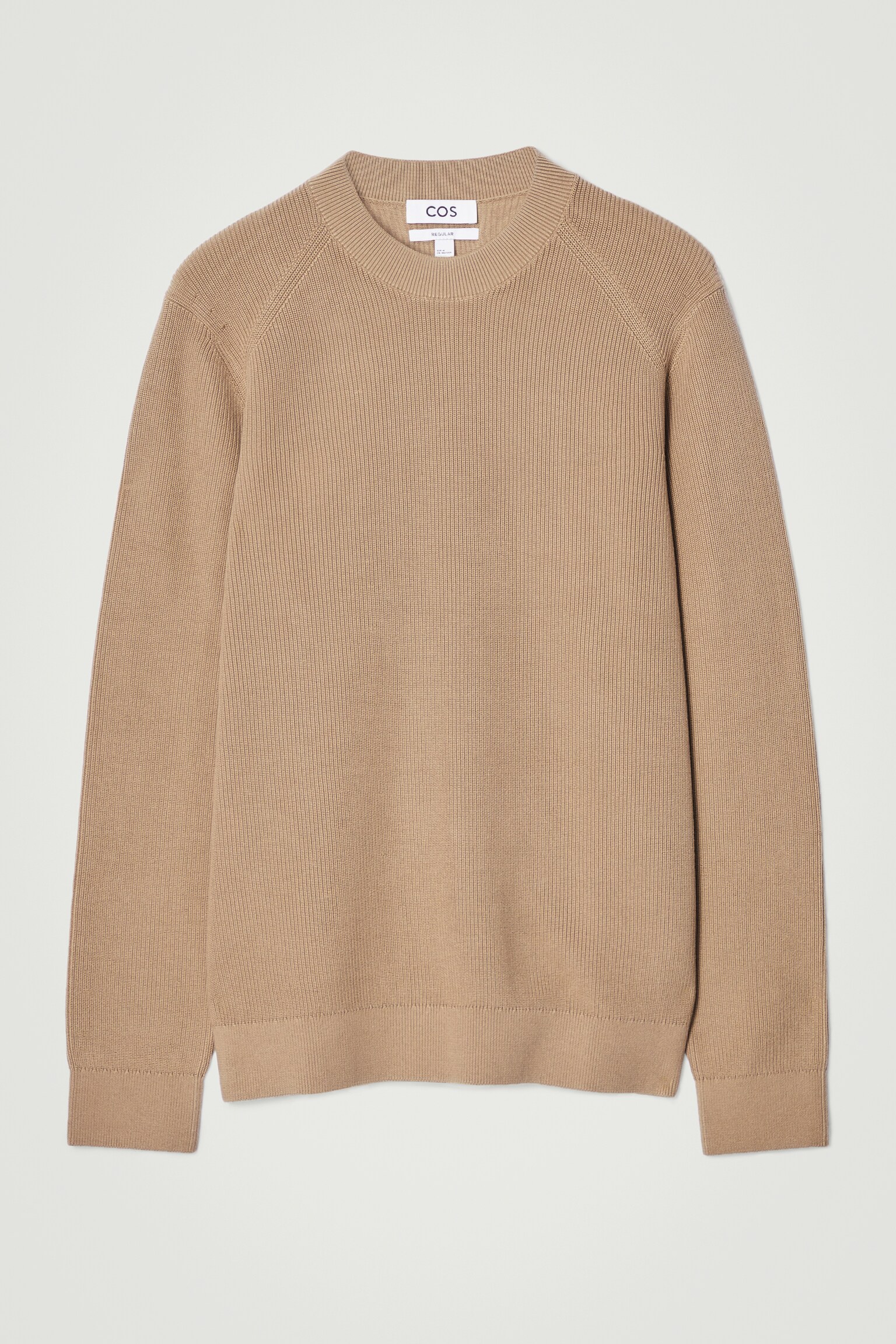 REGULAR RIBBED-KNIT COTTON JUMPER - BEIGE/NAVY/BLACK/BRIGHT GREEN